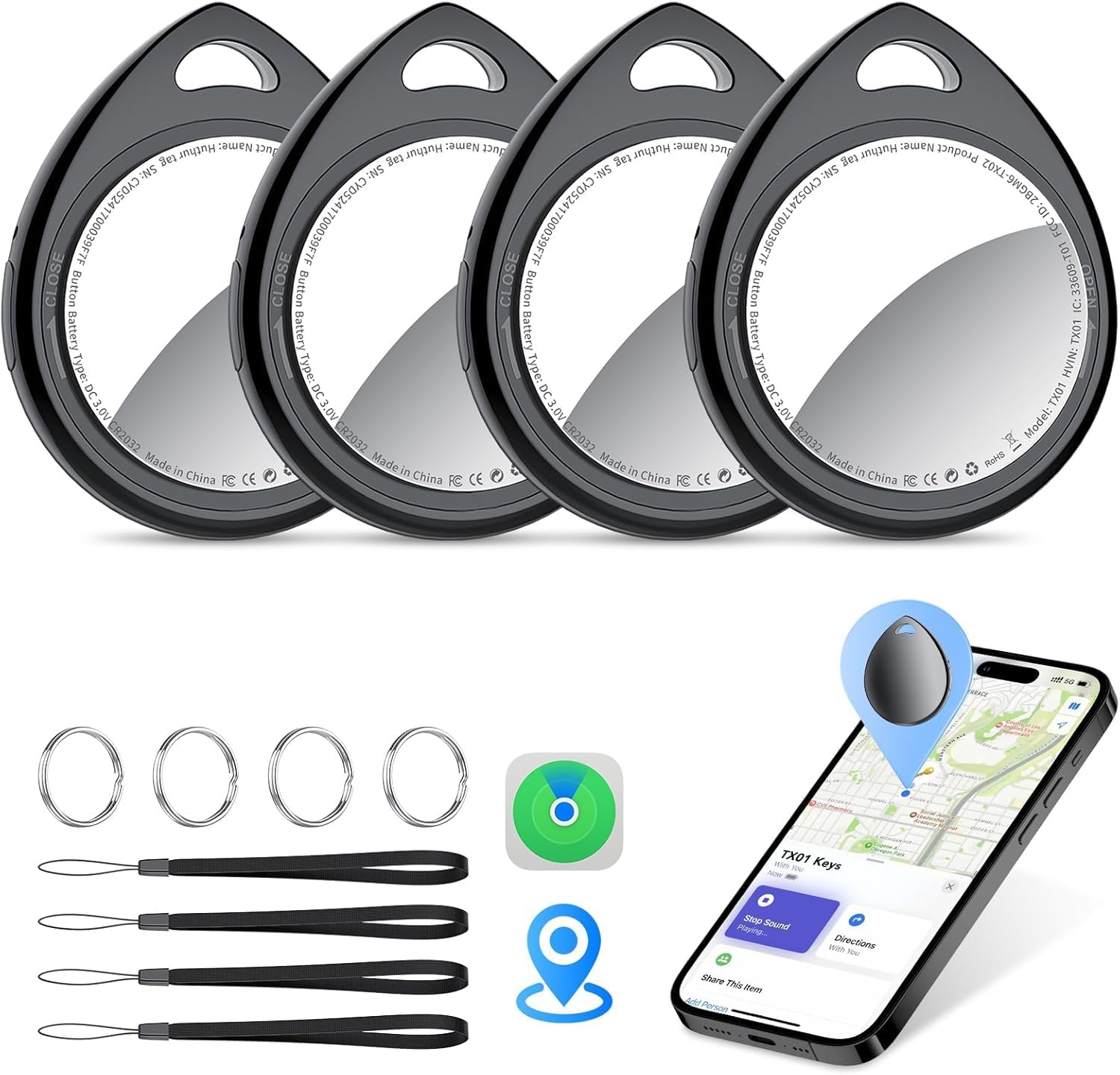 Detalle de Air Tracker Tags-4 Pack: Apple Find My Integrated Bluetooth Item Tracker (iOS Only)