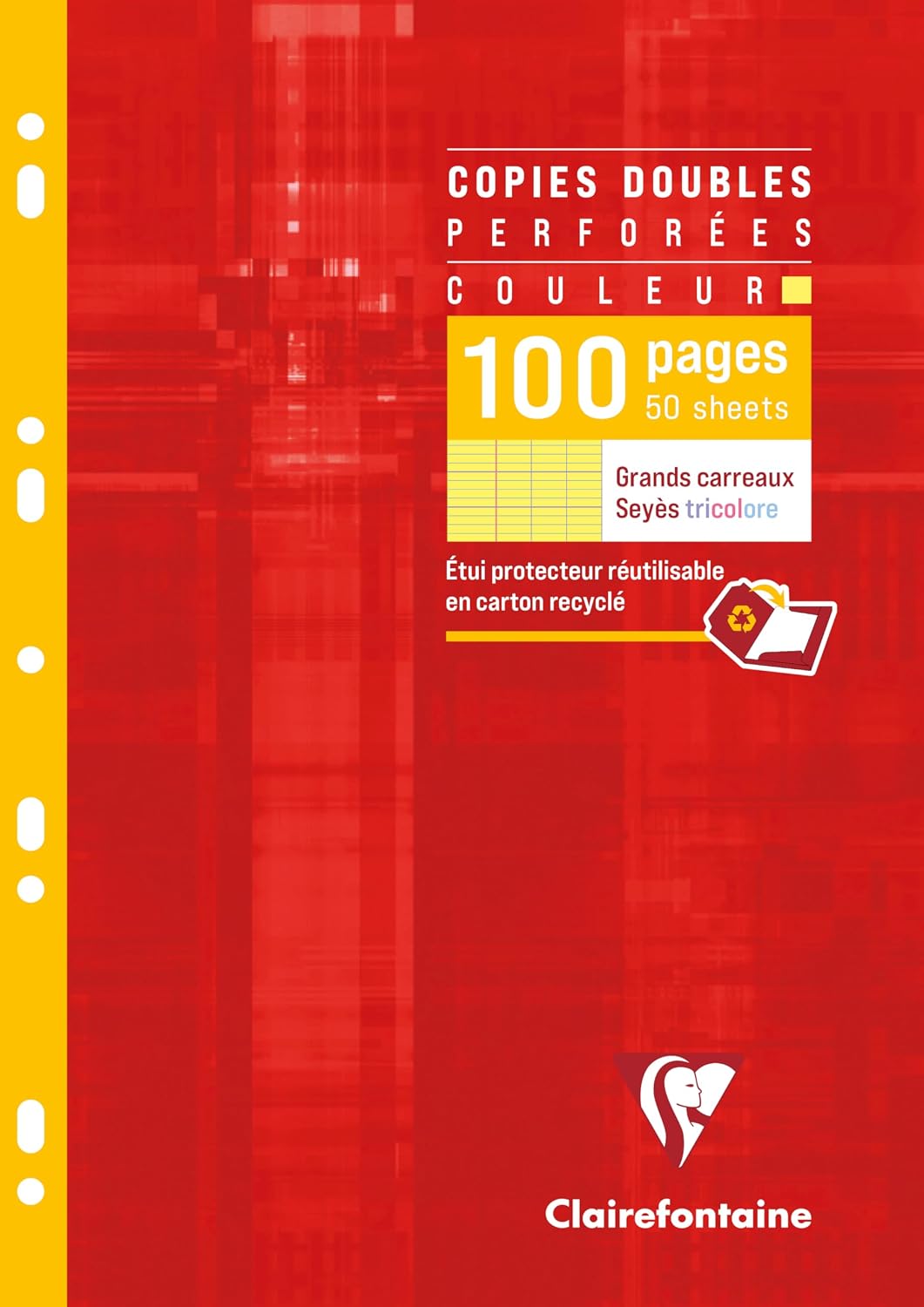 Detalle de Clairefontaine 47111C Étui de Copies Doubles Perforées A4 200 Pages — Couleurs Assorties