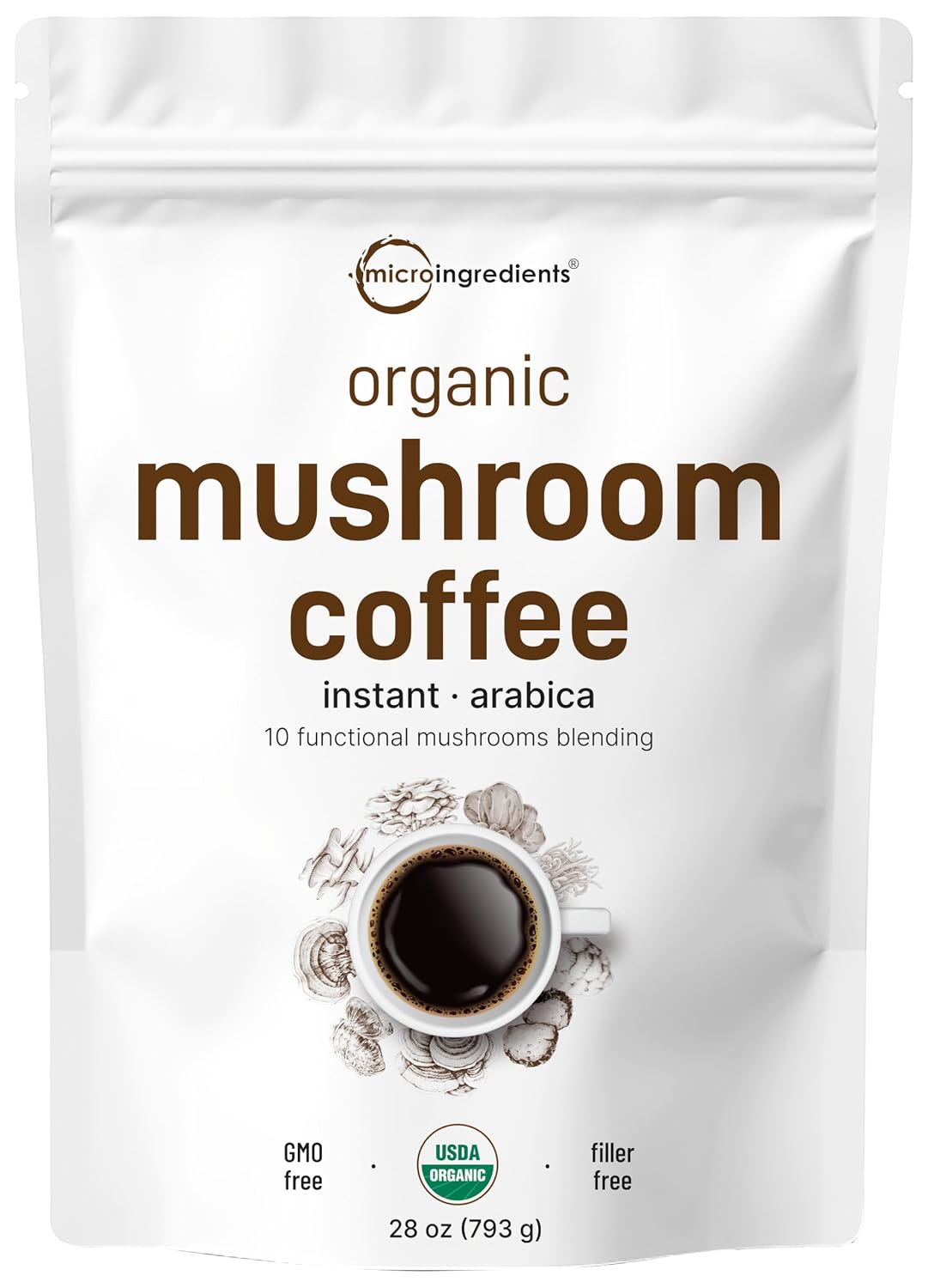 Detalle de Micro Ingredients Instant Mushroom Coffee Powder, 28 Ounce