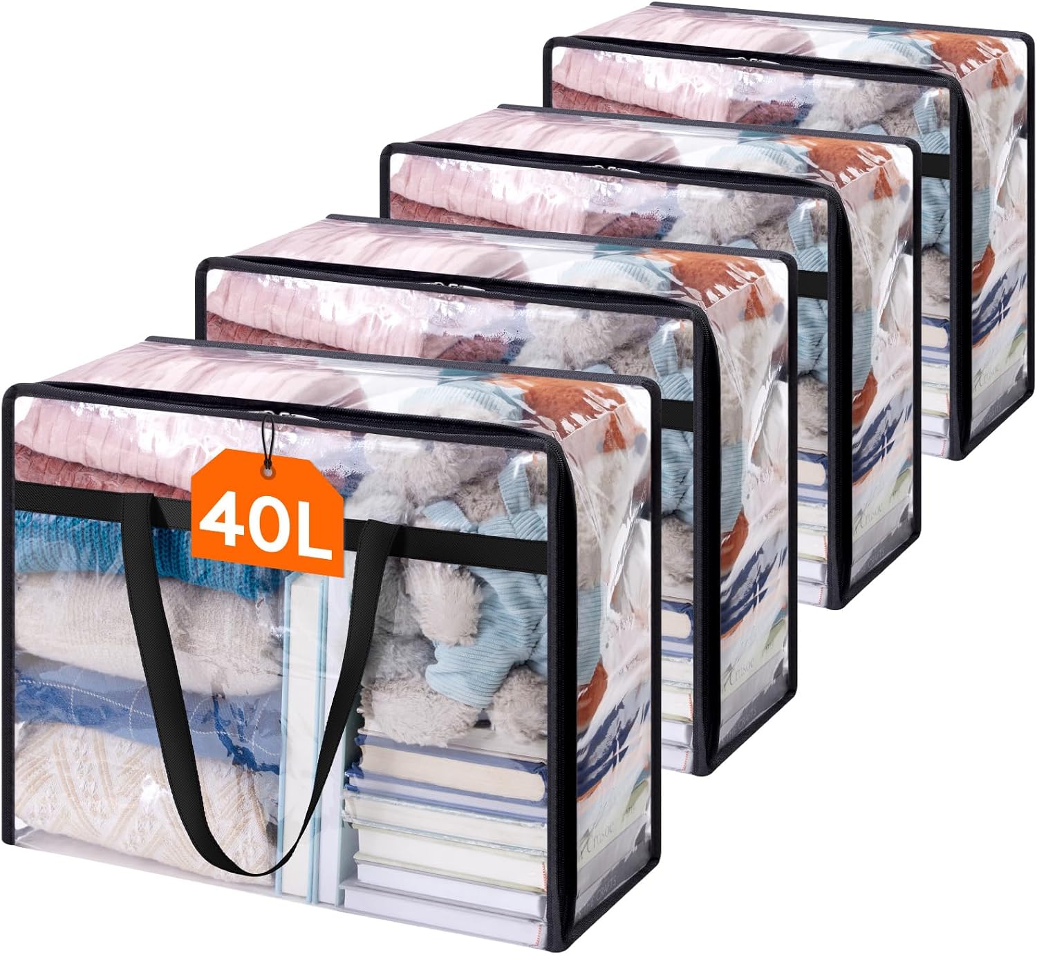 Detalle de Lifewit 23094 – zestaw 4 przezroczystych toreb do przechowywania 40 l z PVC