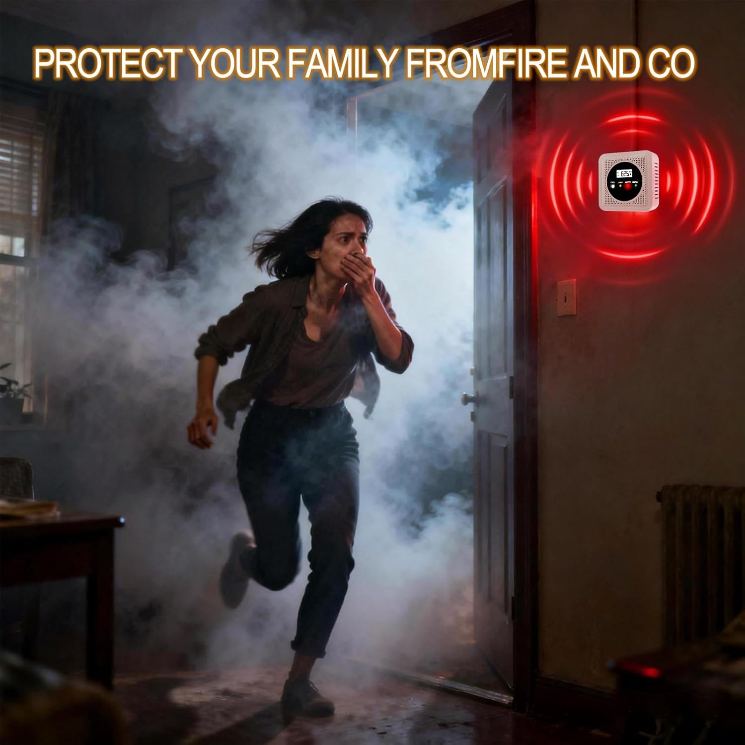 Thumbnail 3 de 2 Packs Smoke and Carbon Monoxide Alarm with Dual Sensor and Digital Display