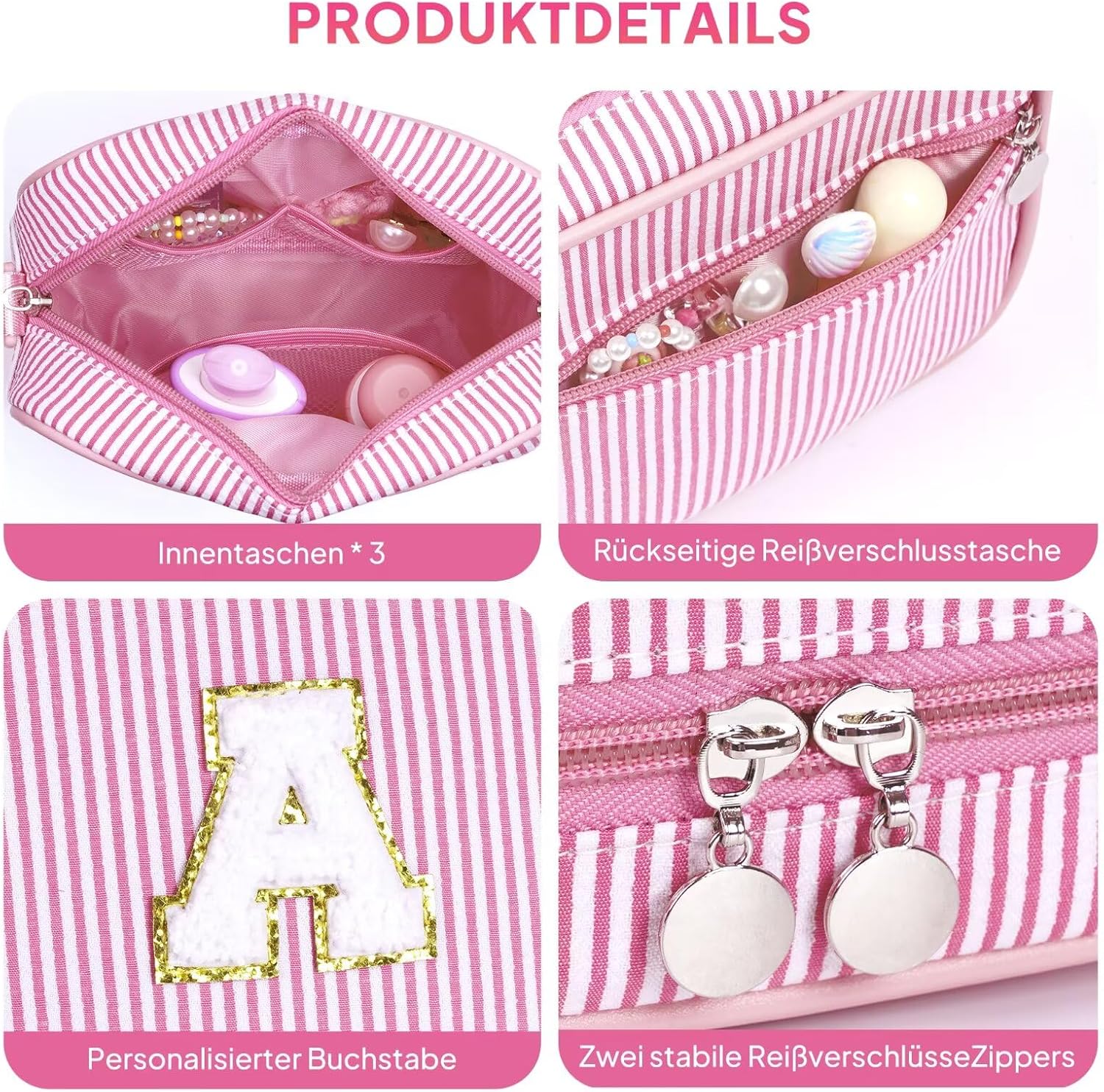 Thumbnail 5 de YOOLIFE Personalisiert Umhängetasche Mädchen – Monogramm-Umhängetasche in Rosa, personalisierbar