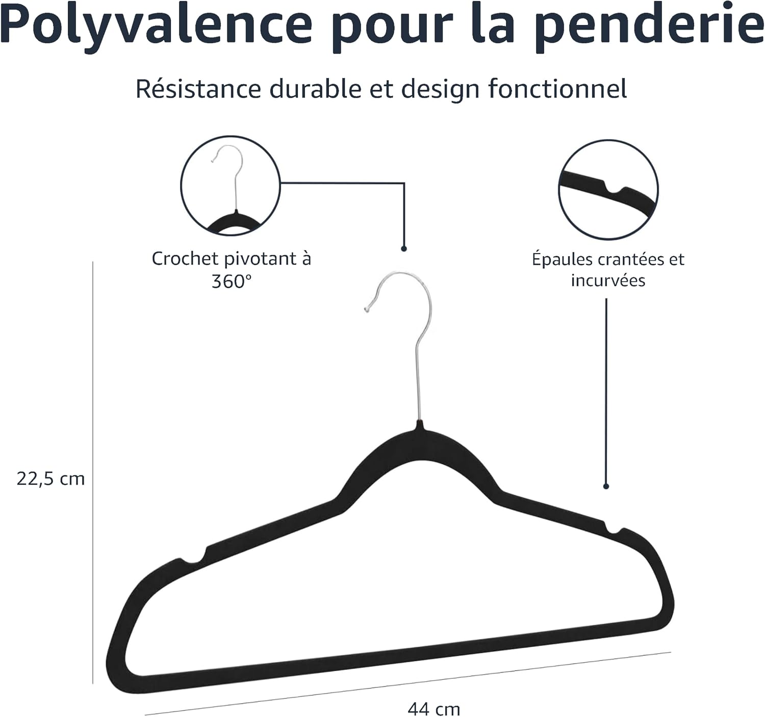 Detalle de Amazon Basics Lot de 30 cintres en Velours pour Costumes, Noir
