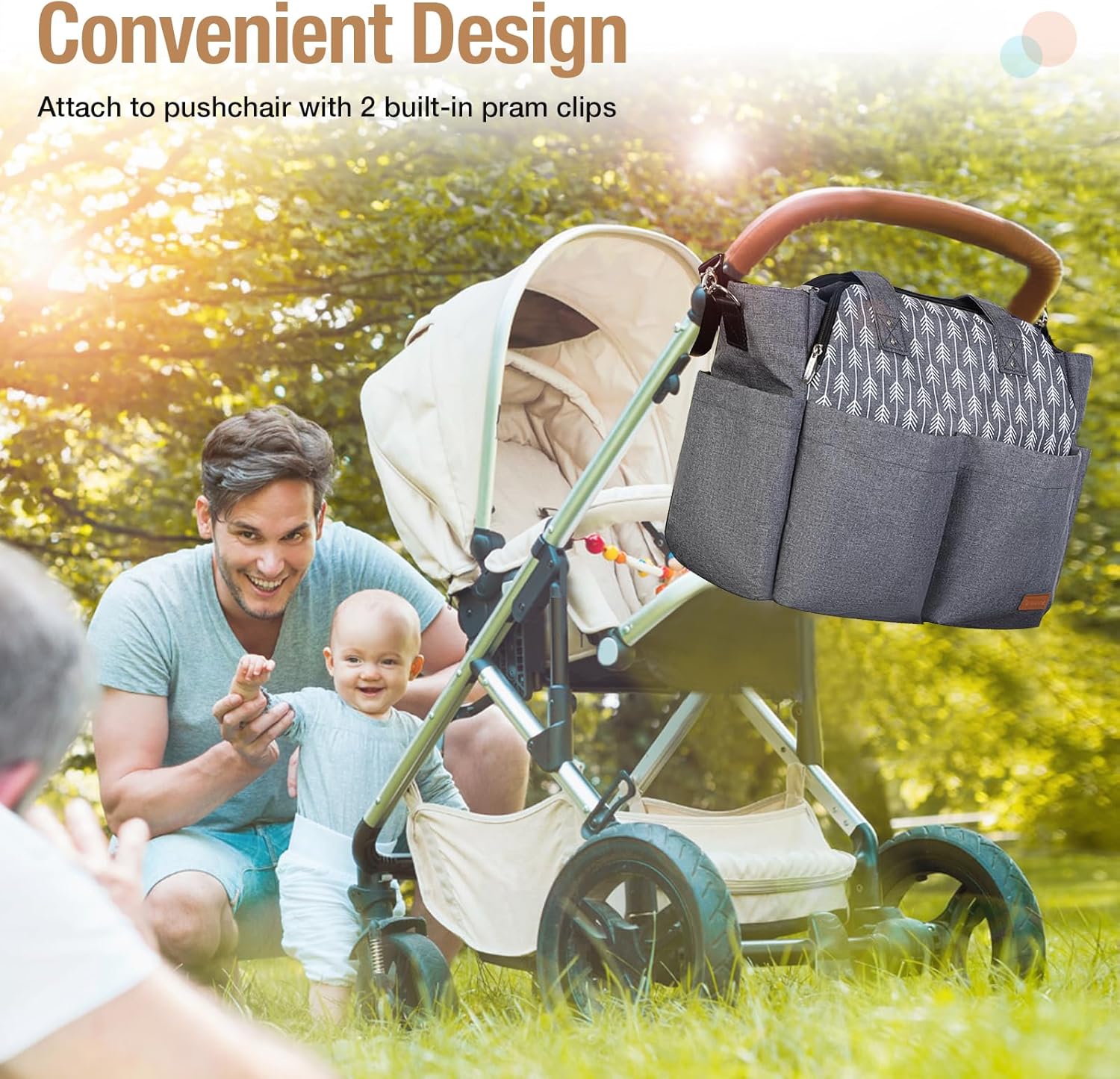 Thumbnail 3 de Lekebaby Large Capacity Nappy Changing Bag Satchel Messenger – Arrow Print, Grey