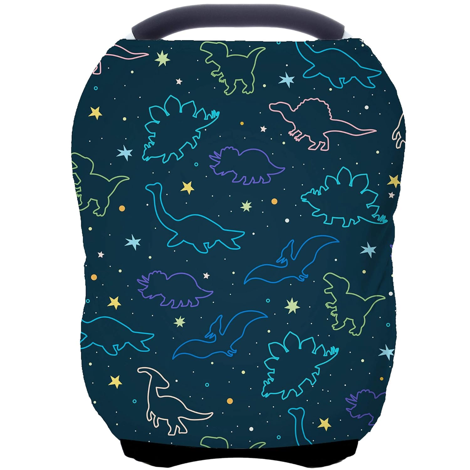 Detalle de ByeBye Calorie print-2021 Multi-Use Baby Car Seat Cover, Dark Blue Dinosaur