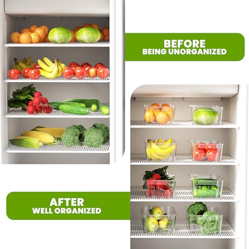 Detalle 2 de KICHLY Stackable Fridge Organisers – 8 Clear BPA-Free Storage Boxes with Handles