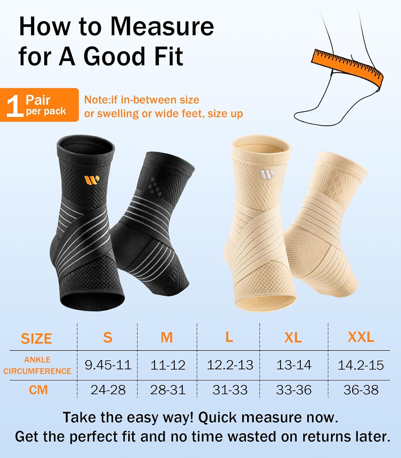 Thumbnail 4 de WHCOOL Ankle Brace Compression Sleeves with Wide Silky Straps (XL) – 3D Knit Foot Support for Plantar Fasciitis & Tendonitis