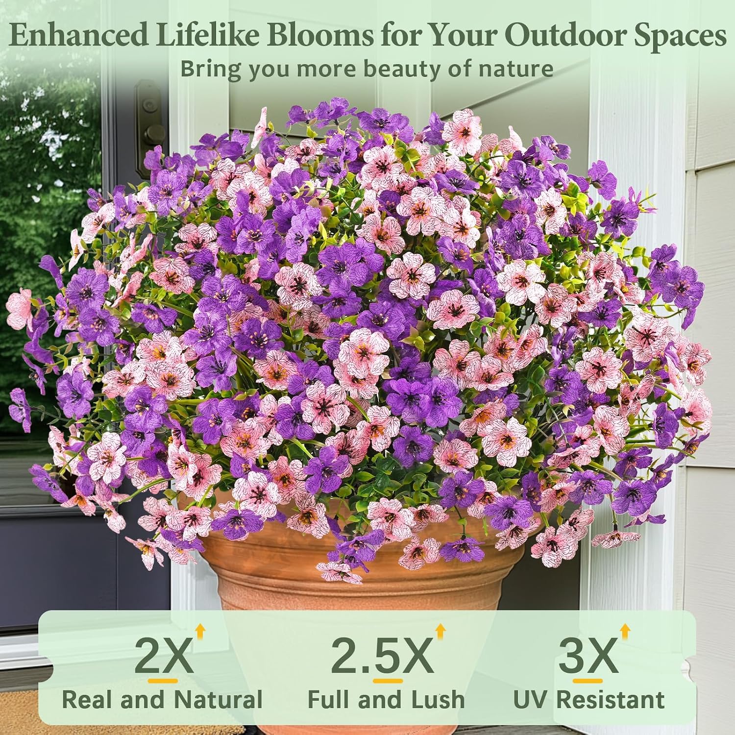 Thumbnail 2 de Yastouay Outdoor UV-Resistant Artificial Flowers in 14 Bundles – Lifelong Color for Front Porches and Window Boxes
