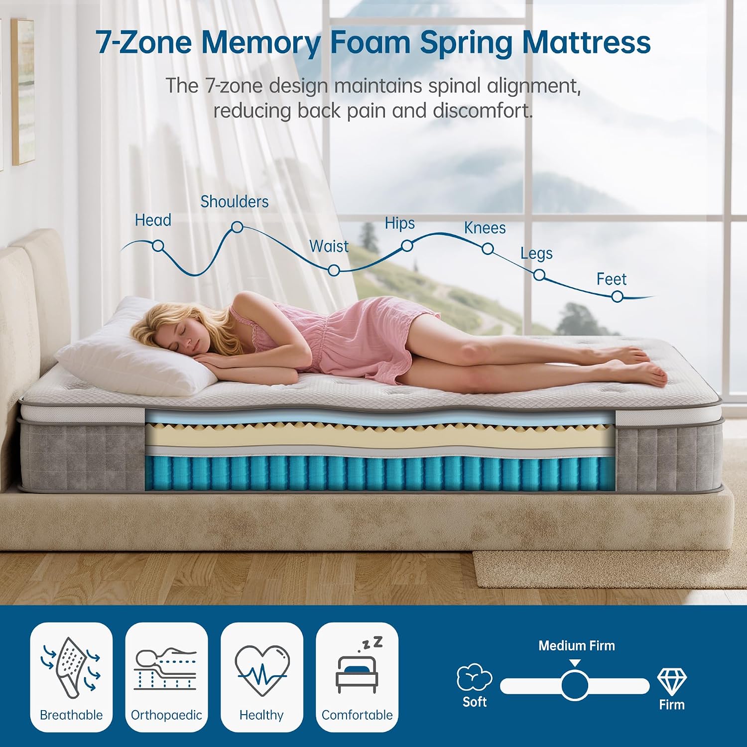 Thumbnail 5 de TeQsli 10 Inch 7‑Zone Mattress