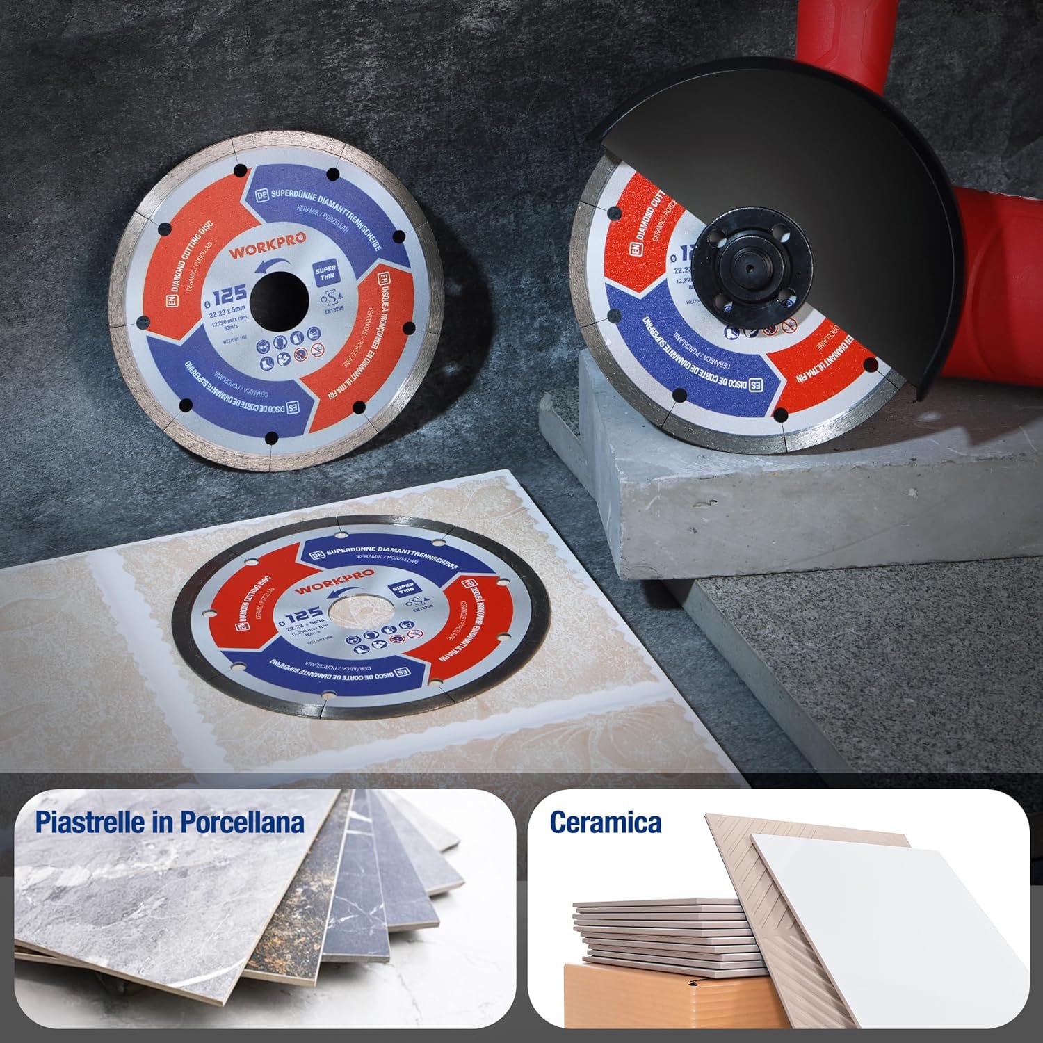Thumbnail 5 de WORKPRO Dischi Diamantati 125 mm ultrafini per piastrelle e gres porcellanato