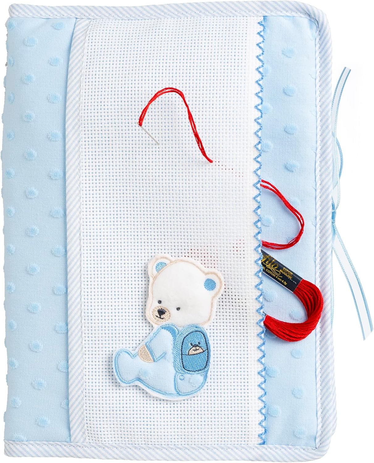 Thumbnail 5 de FILET – Borsa per Pannolini e Salviette da Ricamare in Morbido Tessuto, Apertura a Libretto, Made in Italy, Azzurro