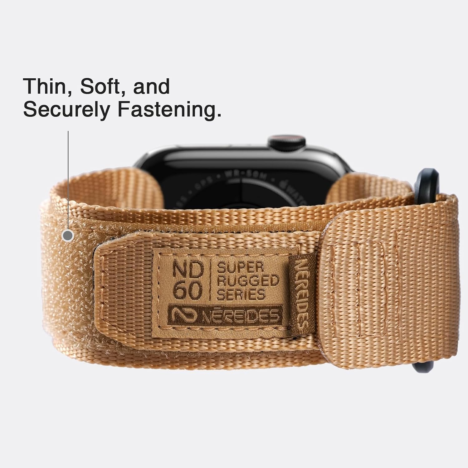 Thumbnail 5 de Nereides nylon sport replacement band for Apple Watch (Series 1–11, SE/SE2/SE3) — brown, 42/41/40/38mm compatible