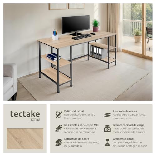 Detalle 2 de tectake® Mesa Comedor Industrial de Madera Clara