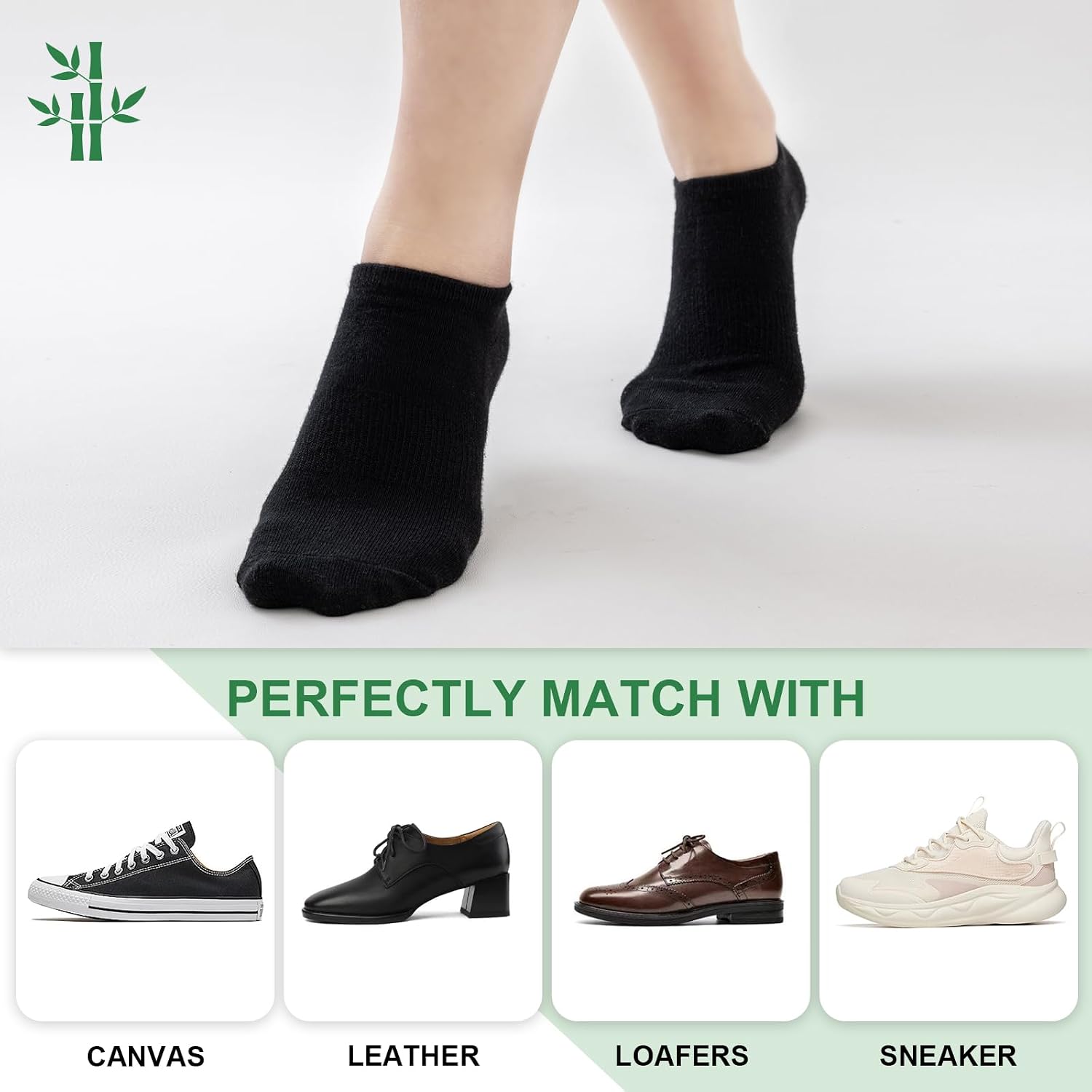 Detalle de Niofind Bamboo Trainer Socks: Ultra-Soft, No-Show, Anti-Slip Everyday Essentials