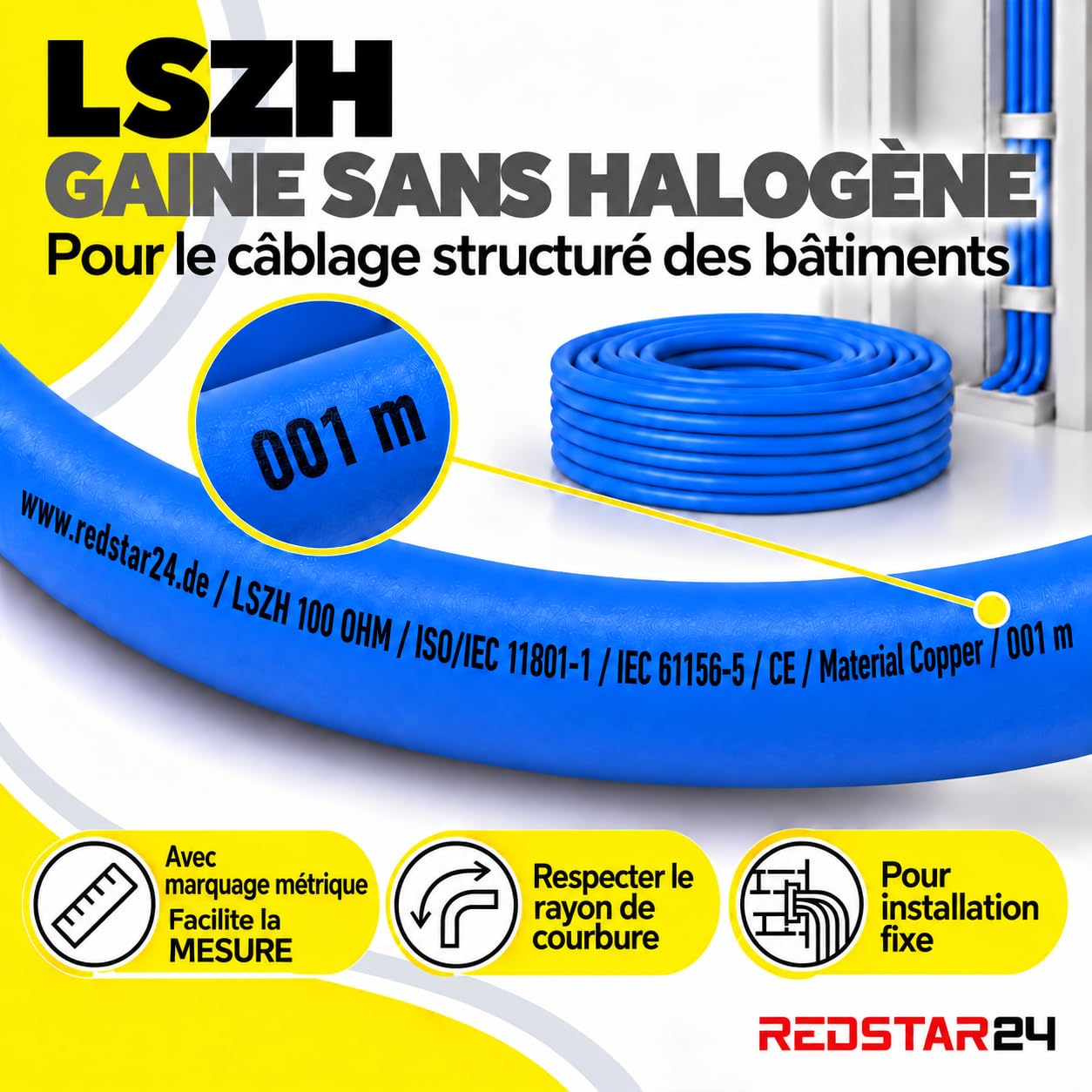 Thumbnail 6 de Redstar24 CAT 8 installatiekabel 50 m, S/FTP, massief koper en halogeenvrij
