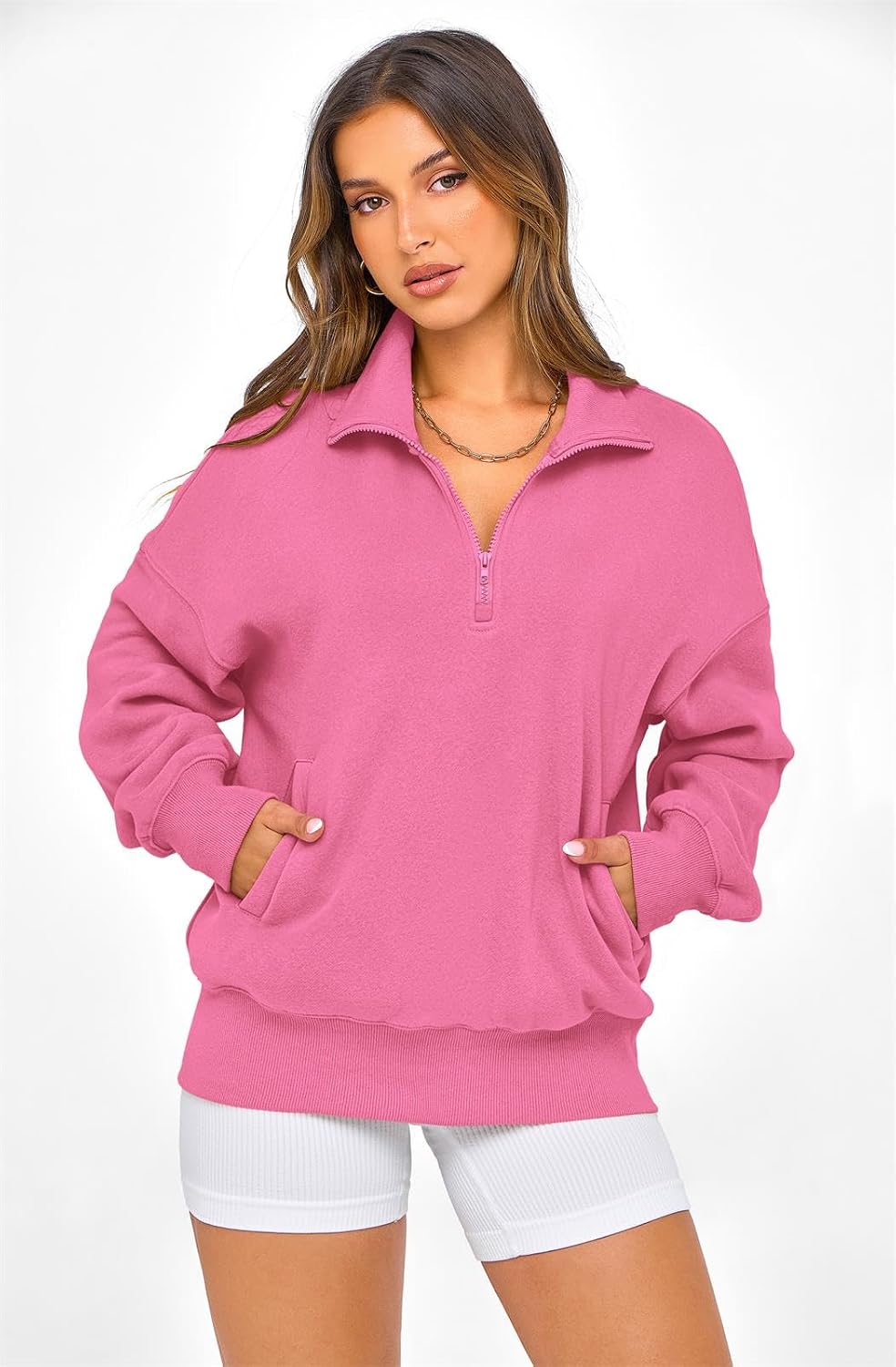 Detalle de PRETTYGARDEN Half Zip Oversized Sweatshirt