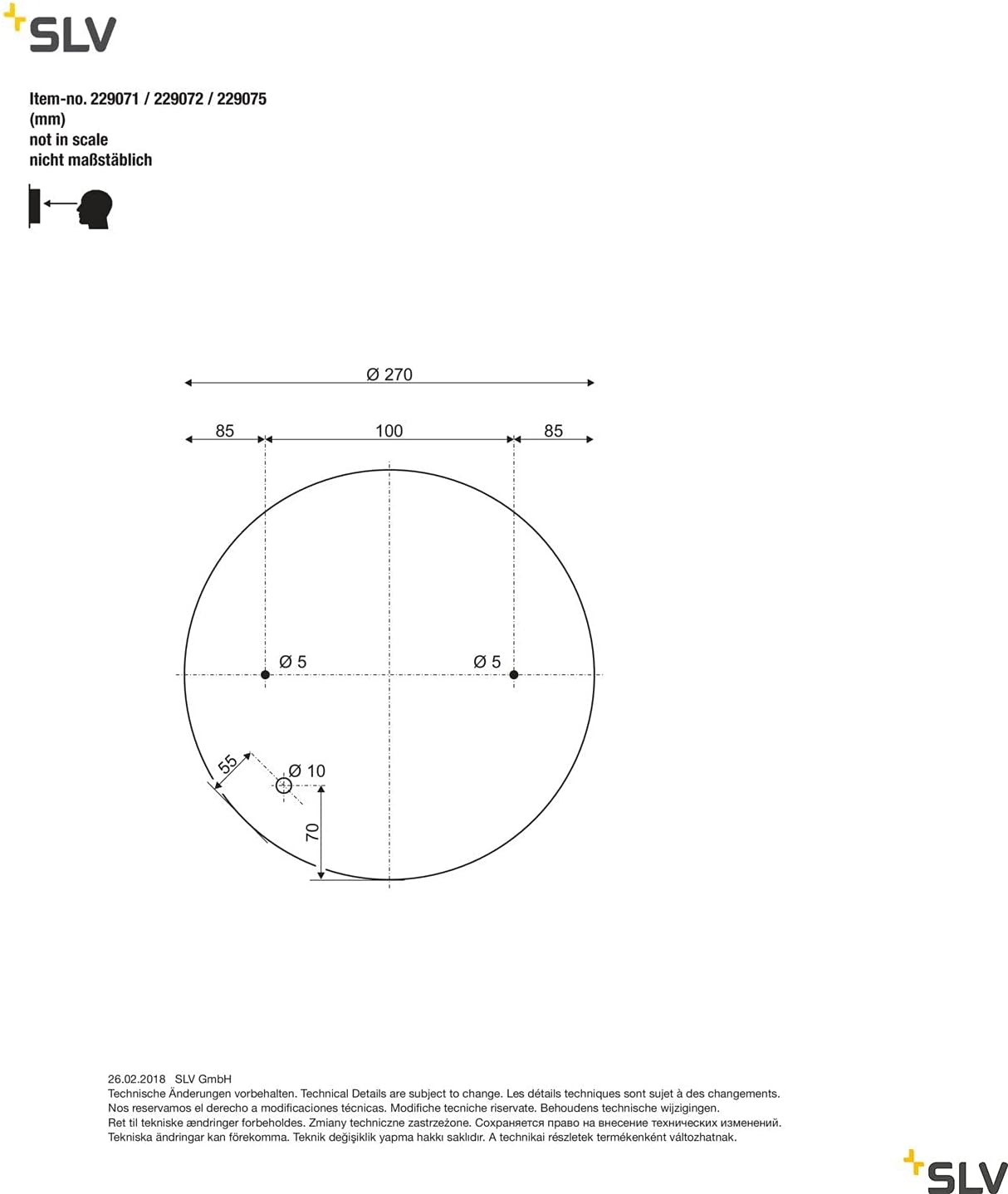 Detalle de Applique murale ronde E14 60 W – SLV bulan – blanc