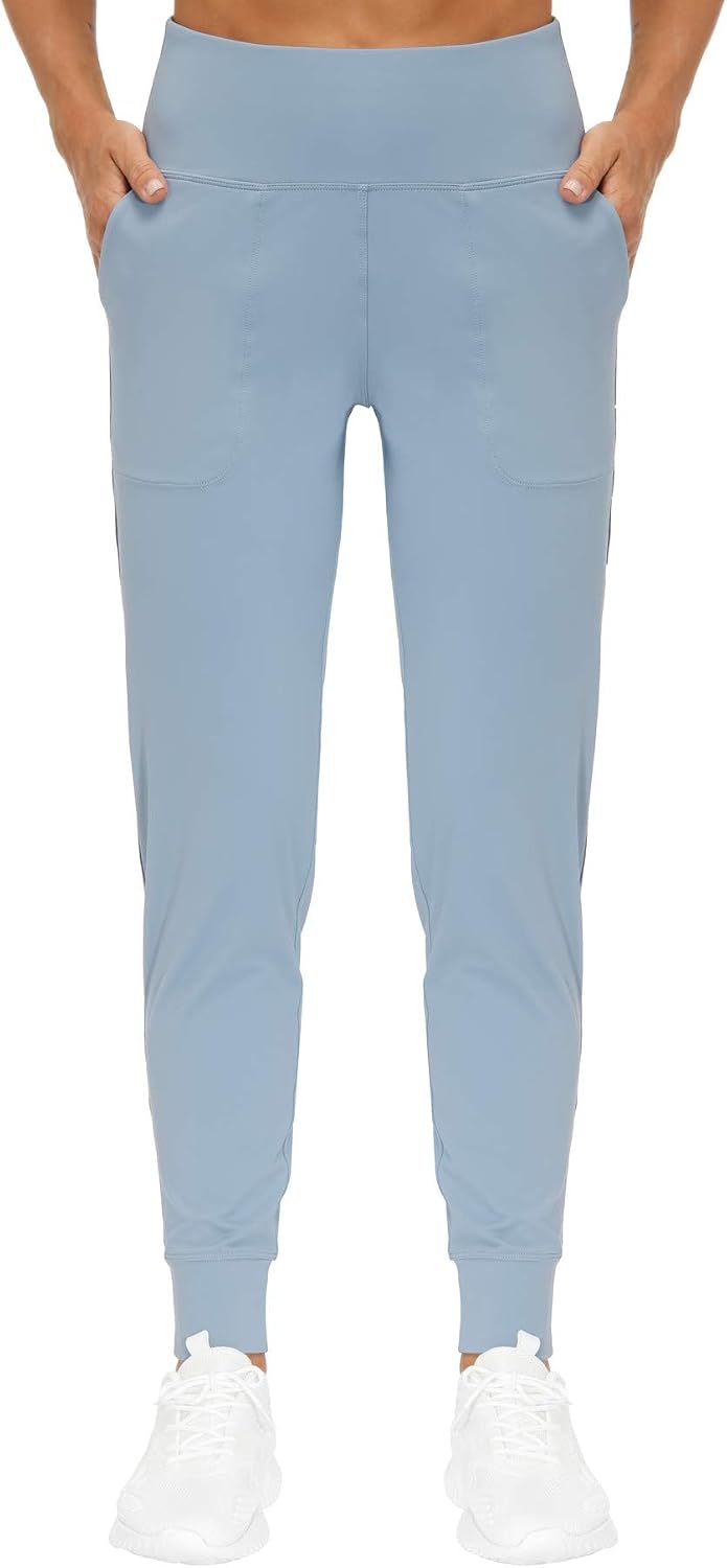 Detalle de THE GYM PEOPLE Jogginghose Damen – leichte High-Waist Sportleggings mit Taschen für Yoga, Fitness, Laufen