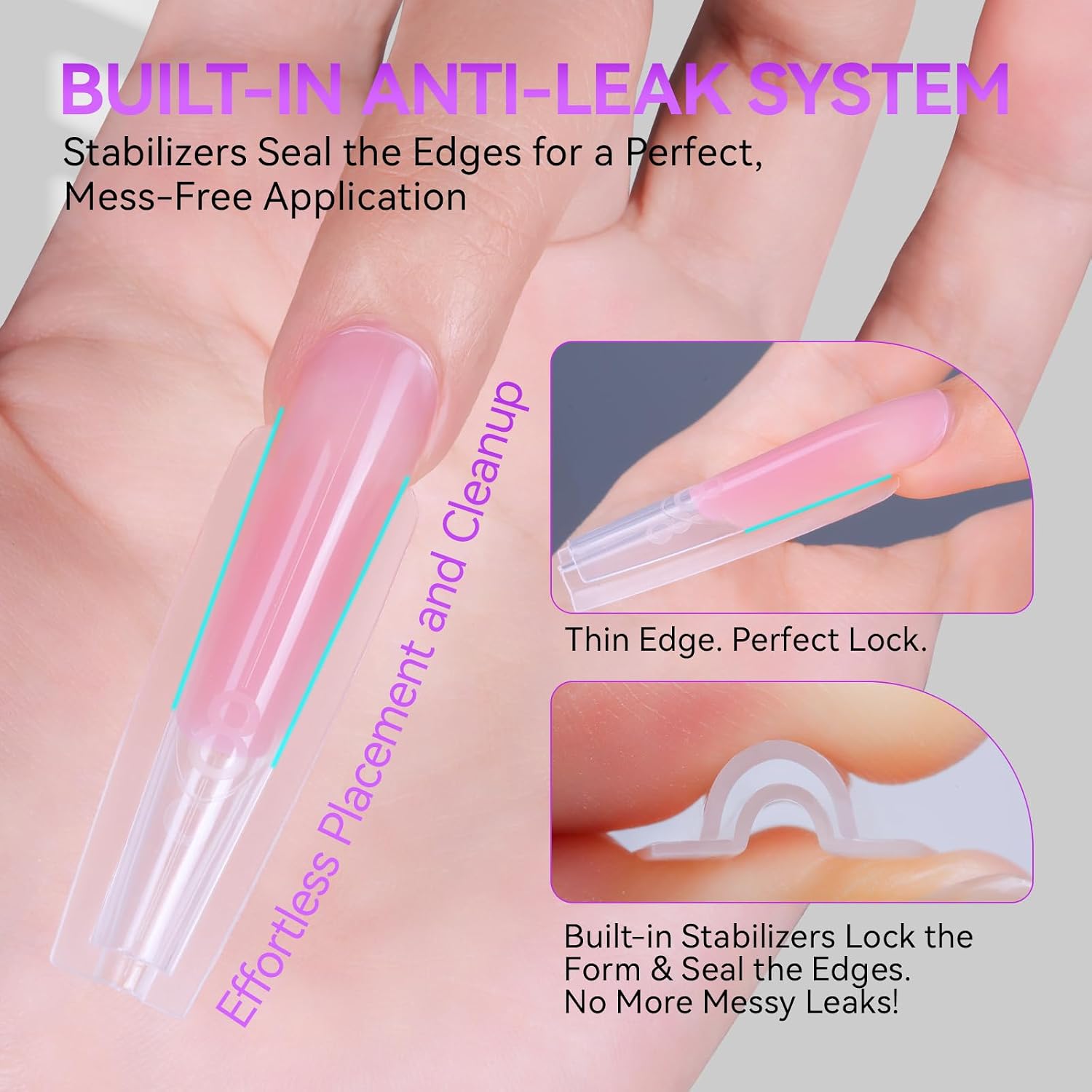 Detalle 2 de gelike ec Professional Dual Nail Forms für Builder-Gel – 240 Sandwich-Nagelformen in 15 Größen (Ballerina)
