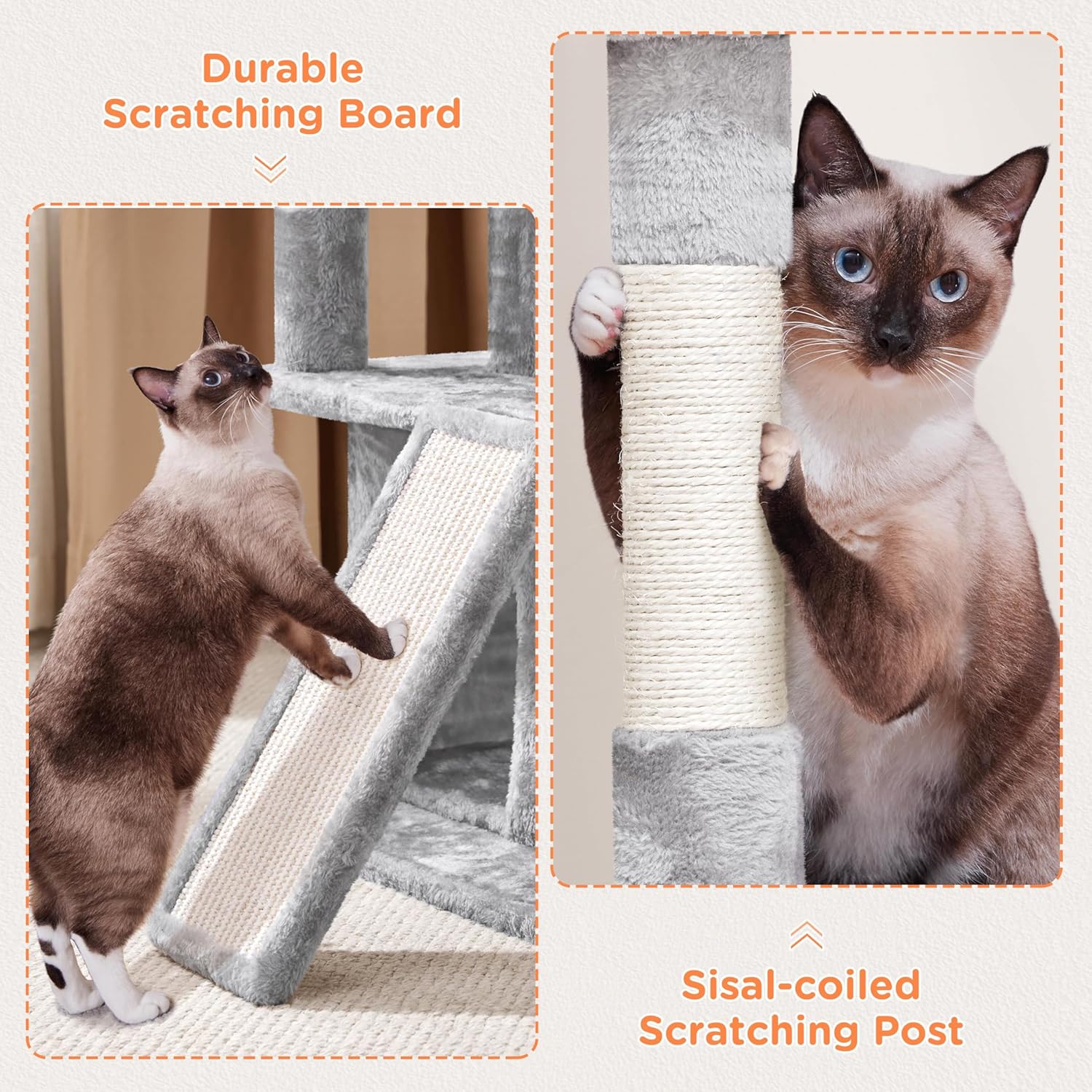 Thumbnail 5 de Yaheetech Cat Tree (92cm) Multilevel Cat Tower with Double Condo, Scratching Posts & Dangling Ball