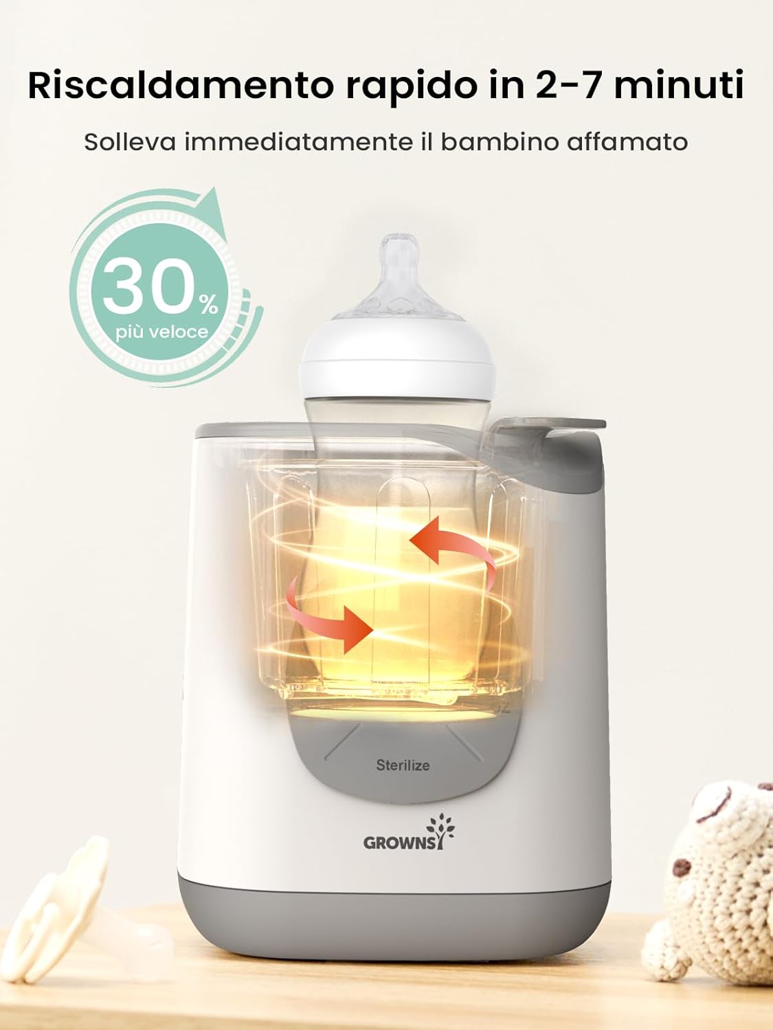 Detalle 2 de Scaldabiberon per bambini GROWNSY 10 in 1: riscaldamento rapido e controllo della temperatura