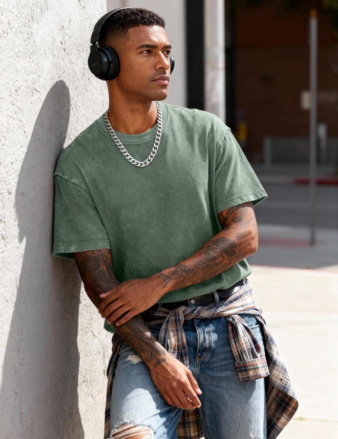 Thumbnail 2 de Eiscntd Men's Oversized T-Shirts: Heavyweight Cotton, Vintage Washed, Loose Fit