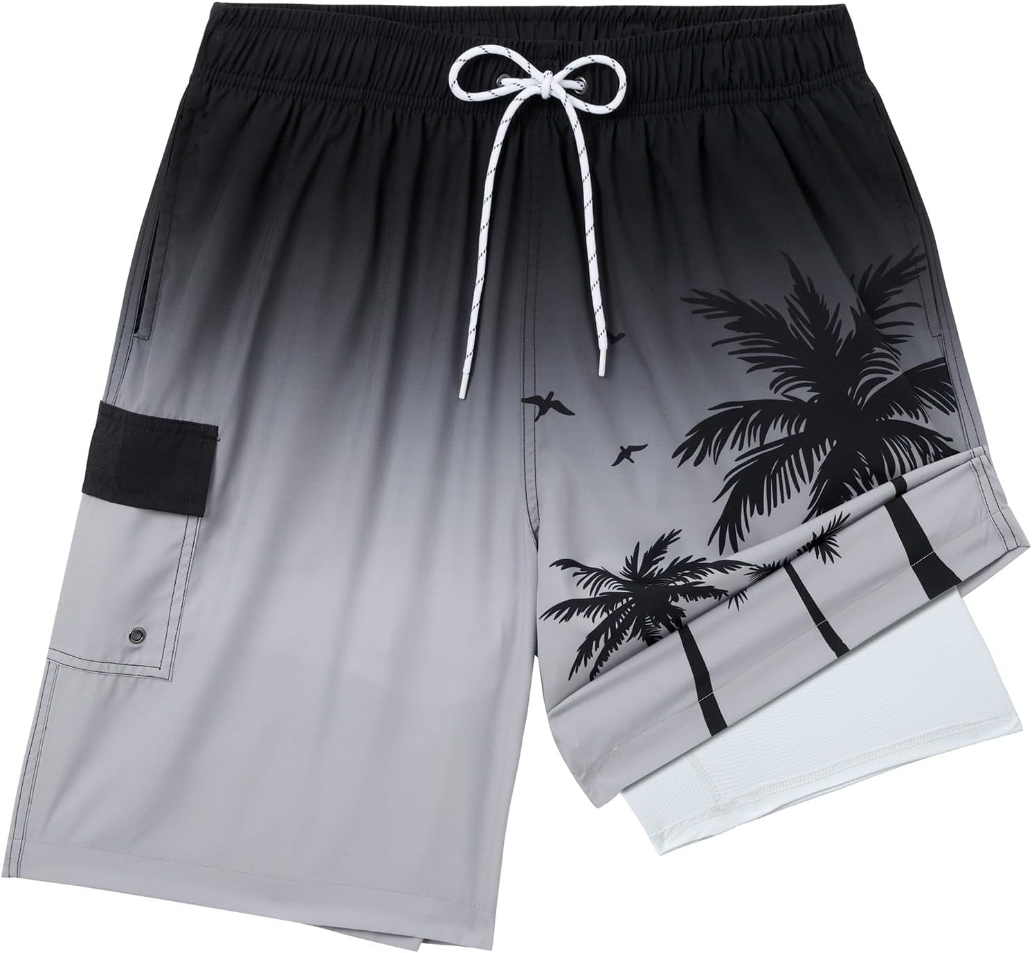 Detalle de Gleeease 9inch Mens Swim Trunks with Compression Liner – Quick Dry, Stretch, and Pockets