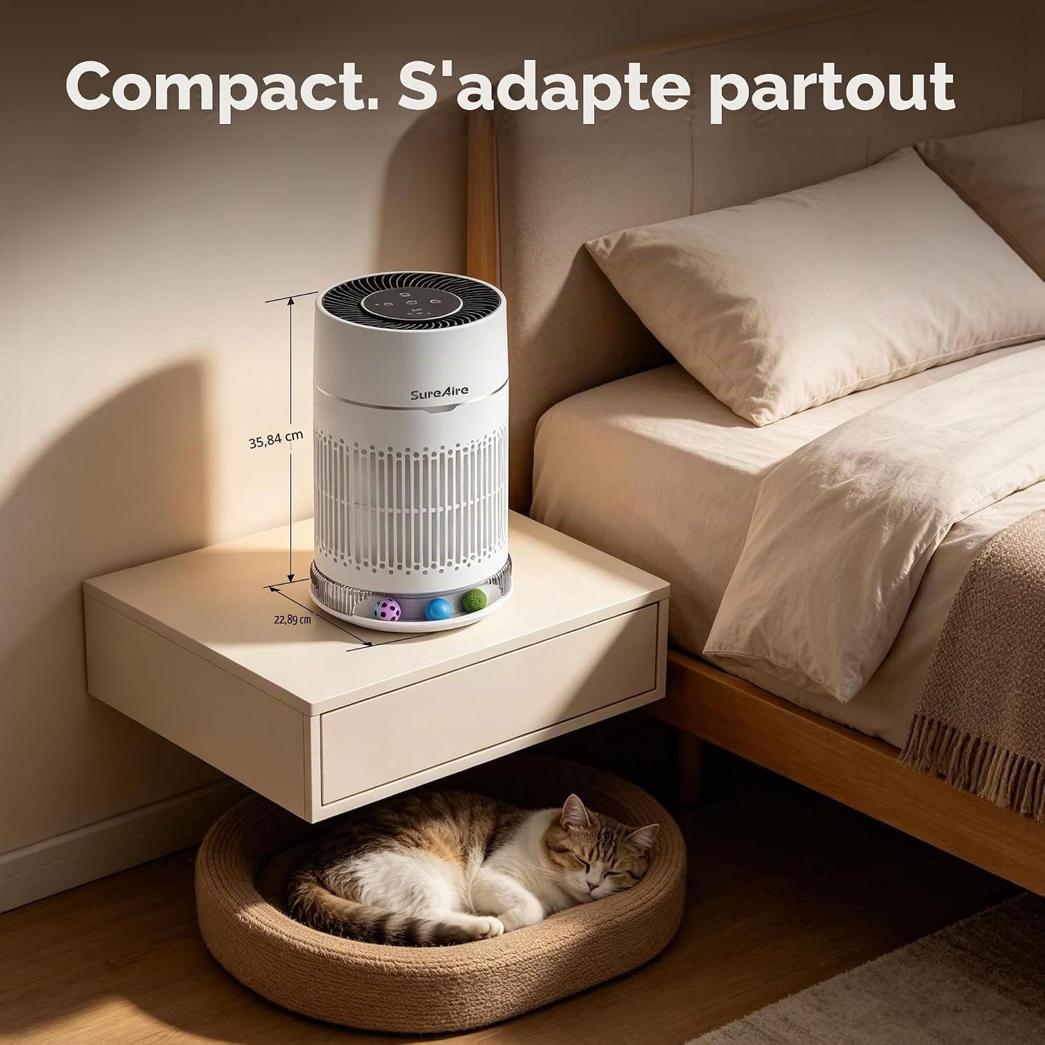 Thumbnail 6 de SureAire AP-D1-SP201-B luchtreiniger voor katten met H13 HEPA-filter en speelbal