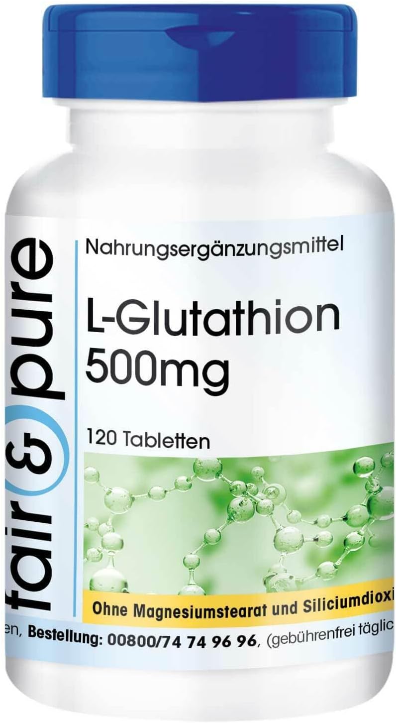 Detalle de Fair & Pure L-Glutathion 500 mg, 120 Tabletten – vegan, ohne Magnesiumstearat, in Deutschland hergestellt