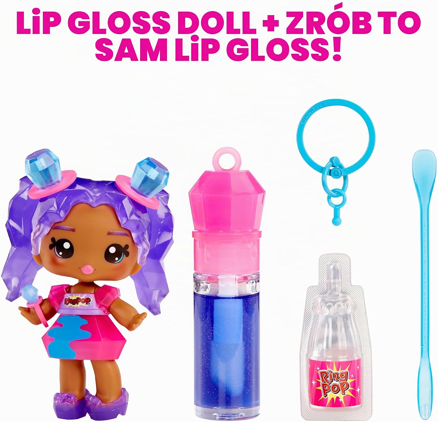 Detalle de Yummiland 556879-EUC Ruthie Pop – laleczka Ring Pop z błyszczykiem DIY