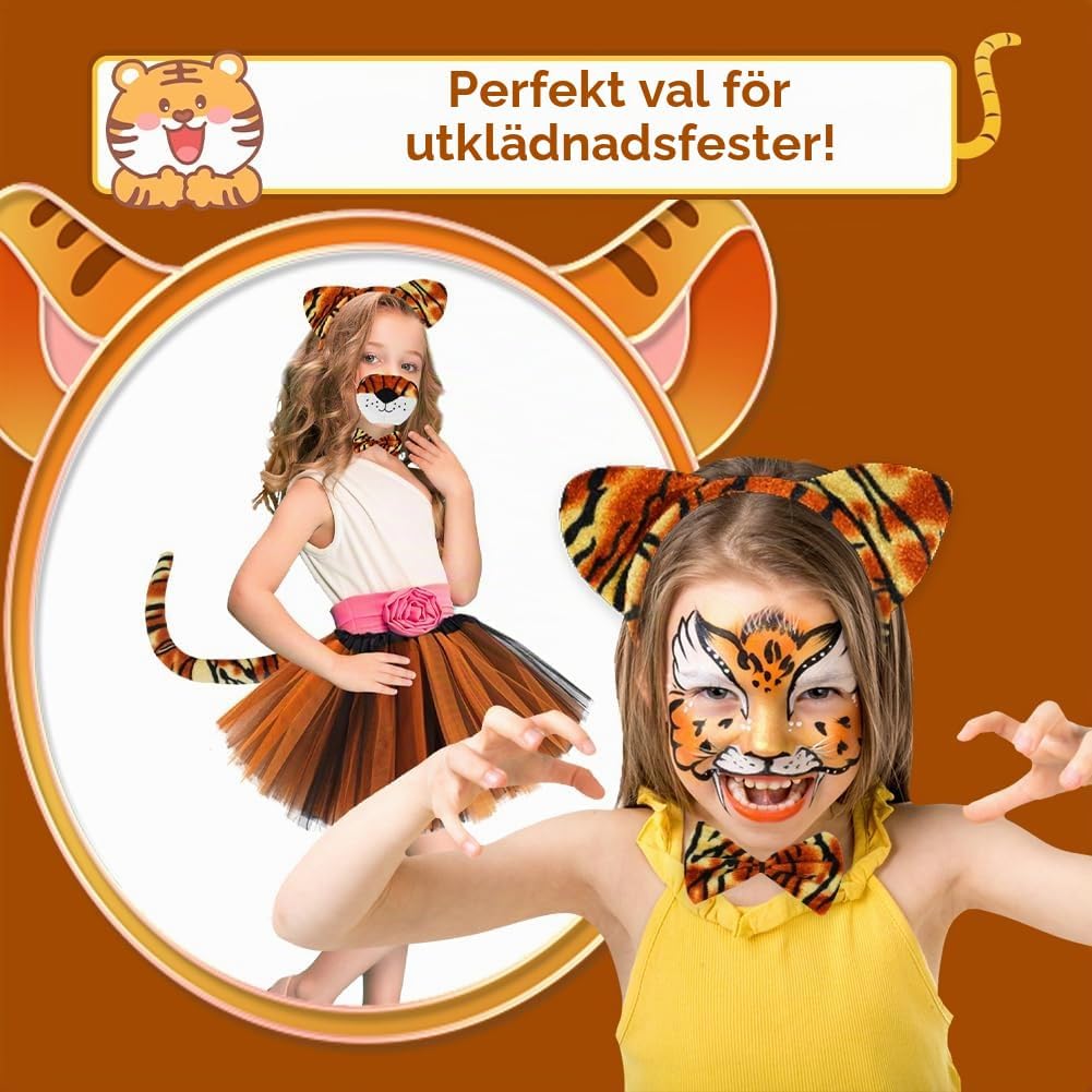Detalle de ACWOO tigerutklädningsset för barn, 5 delar med tutu och svans