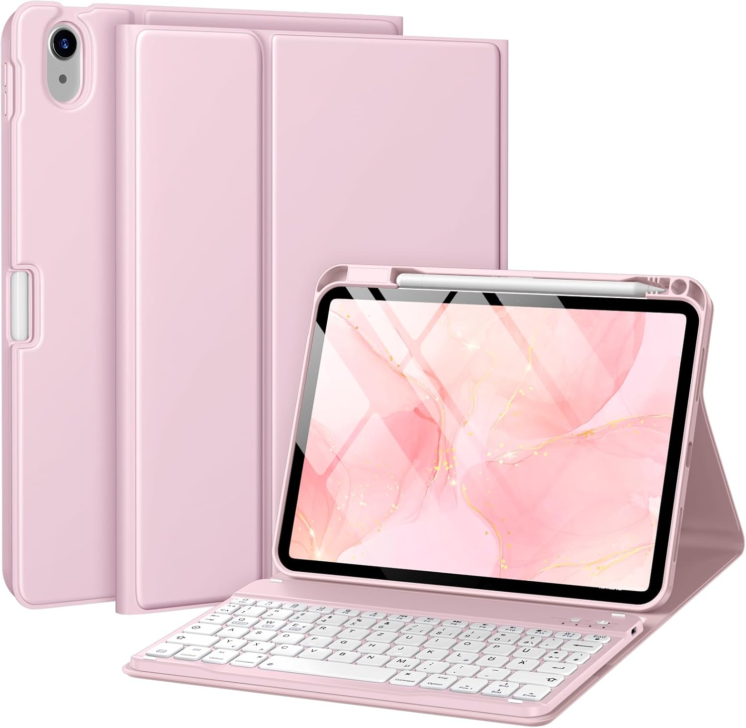 Detalle de DriveGo Hülle mit Tastatur für iPad A16 11. Gen. (2025) & 10. Gen. (2022) – Rosa, QWERTZ, magnetisch abnehmbar