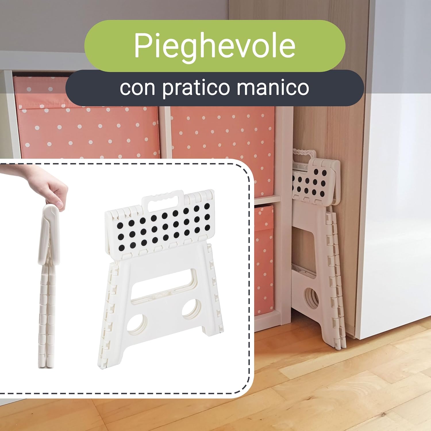 Detalle de ZOLLNER Sgabello pieghevole 30 cm – sedia pieghevole bianca, versatile per casa e campeggio