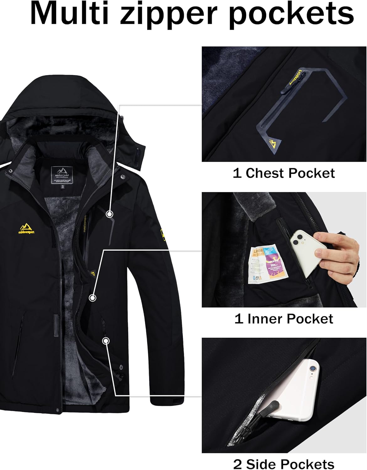 Thumbnail 4 de MAGCOMSEN Men's Winter Coats Water Resistant Ski Jacket