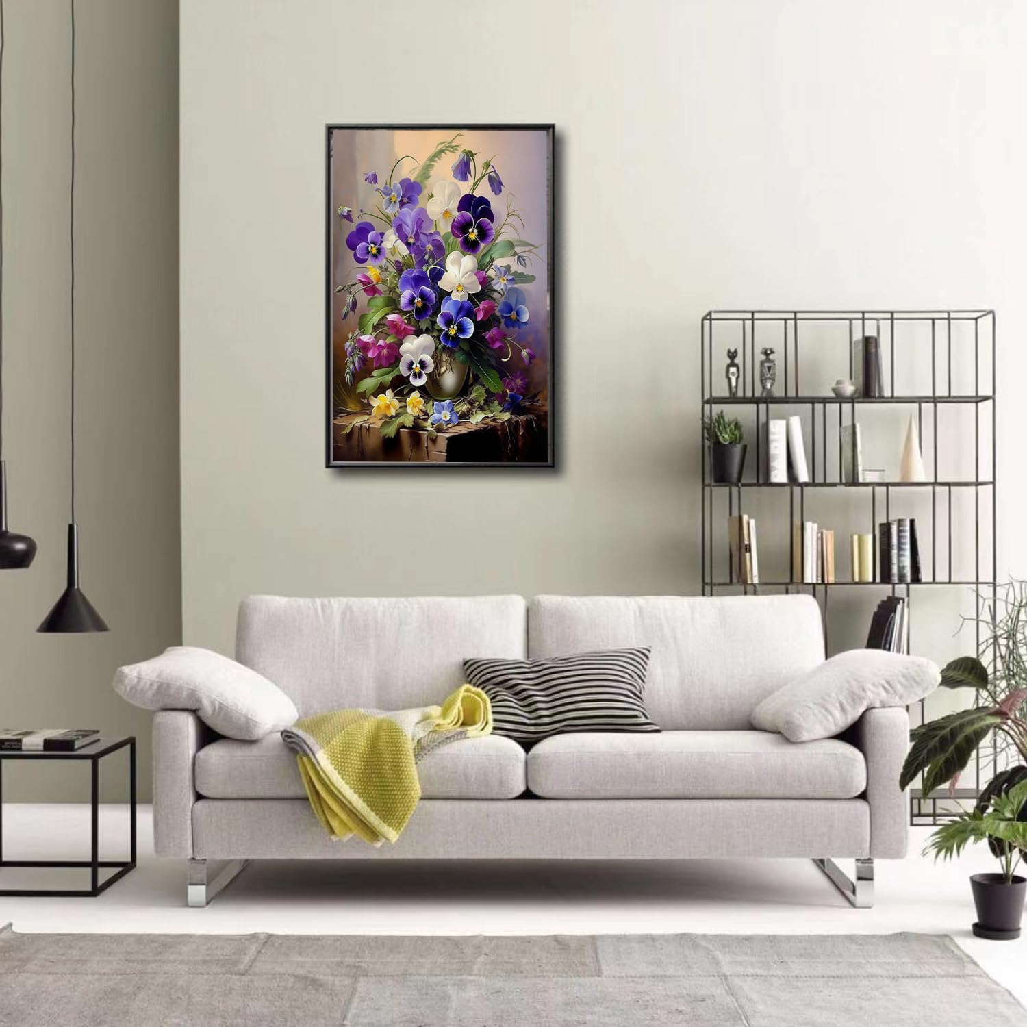 Detalle 2 de RYMILIE Pansy Diamond Painting Kit, 12x16in Full Round Drill Canvas