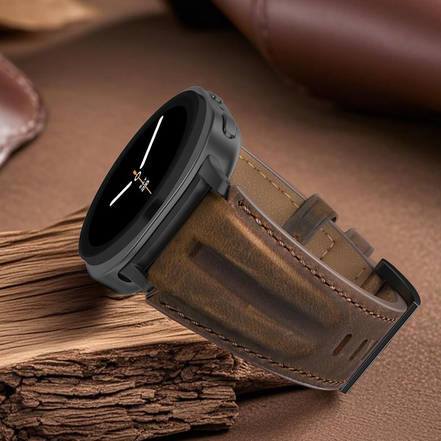 Detalle de Bouixel Top Grain Genuine Leather Strap for Galaxy Watch 8 (40mm/44mm, Classic 46mm, 2025)