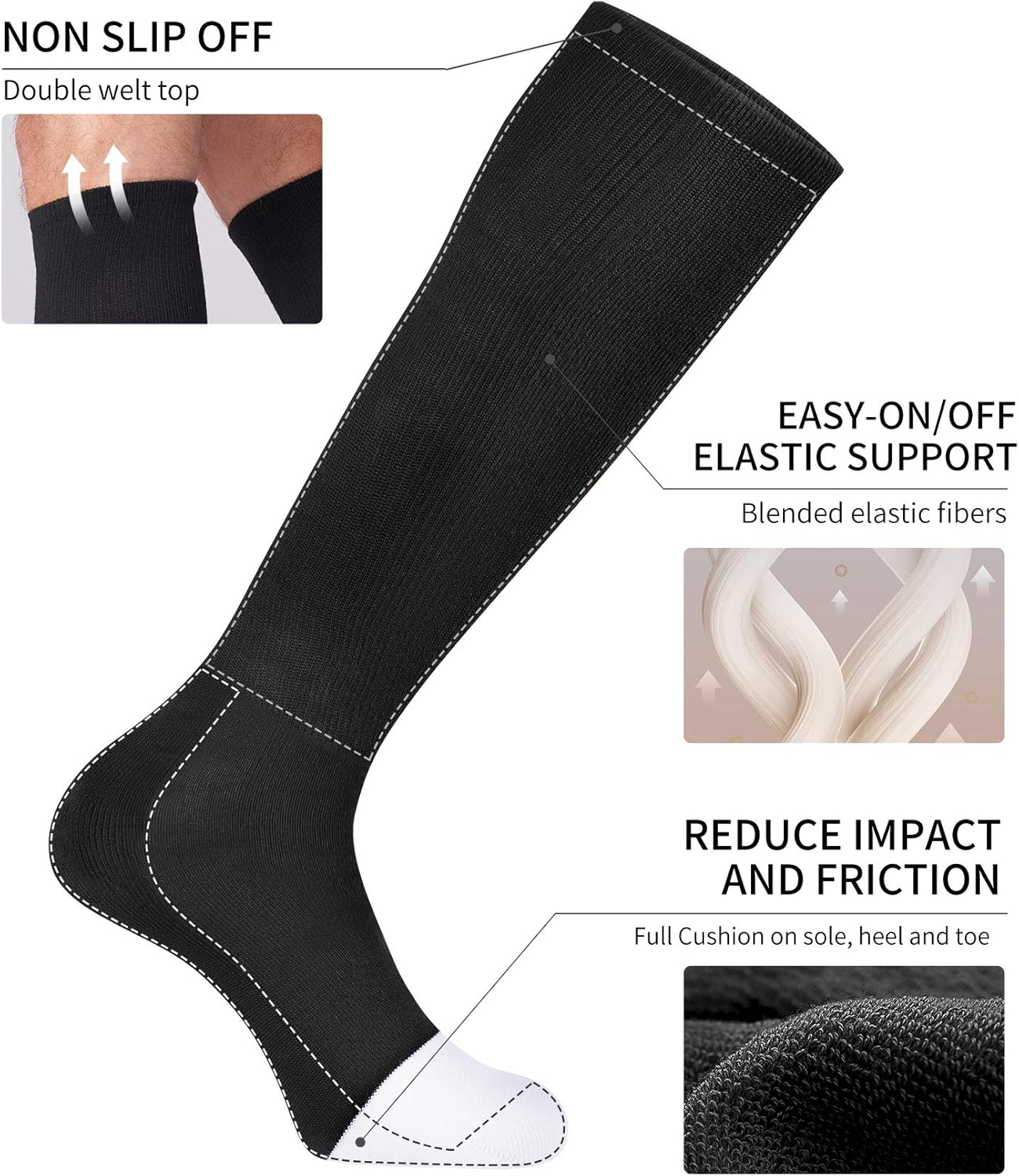 Thumbnail 3 de CS CelerSport 2/3 Pack Over-the-Calf Multi-Sport Socks for Youth & Adults