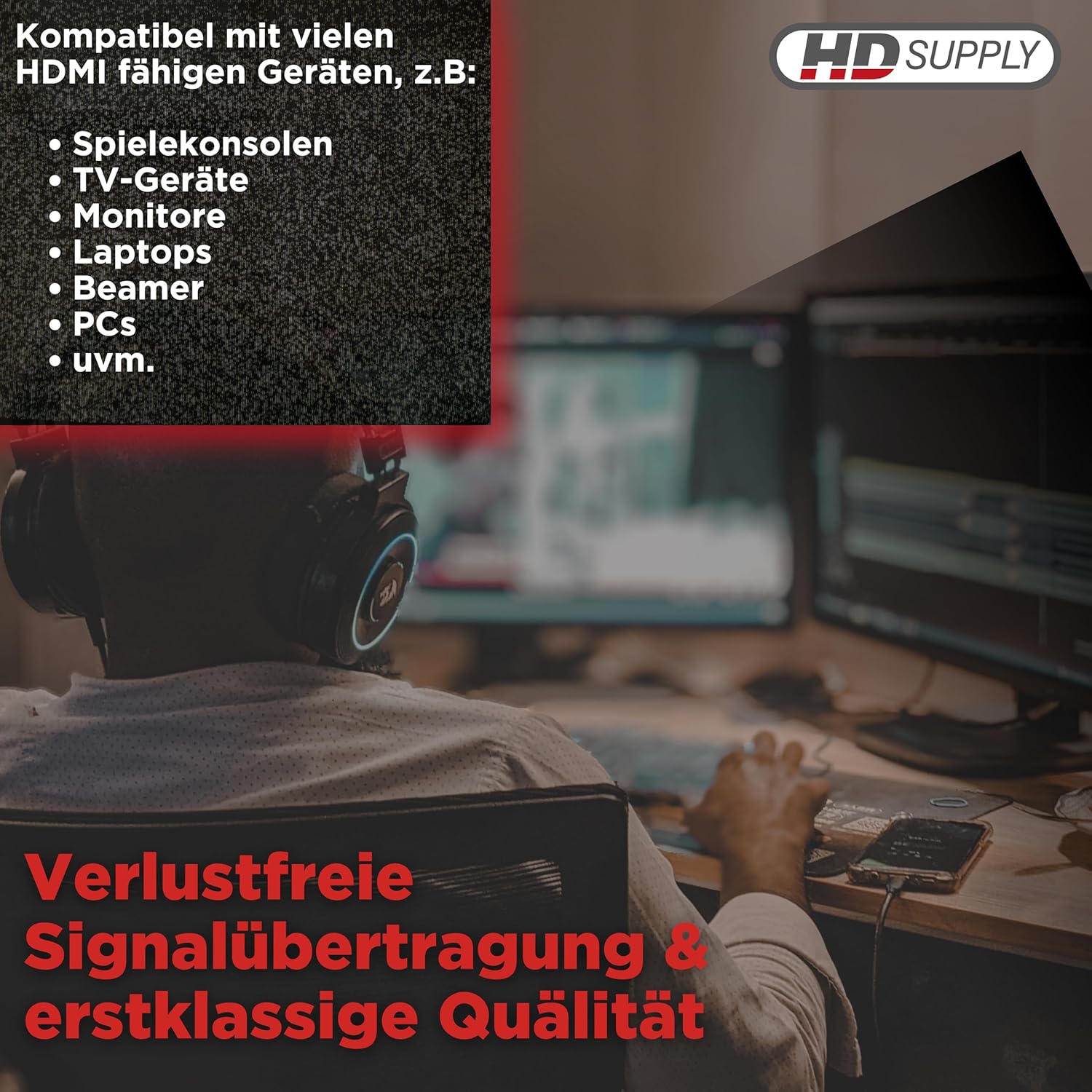 Thumbnail 2 de HDSupply Standard Speed HDMI/DVI Kabel 10,0 m (HDMI-A auf Single-Link DVI-D 18+1), doppelt geschirmt, vergoldet
