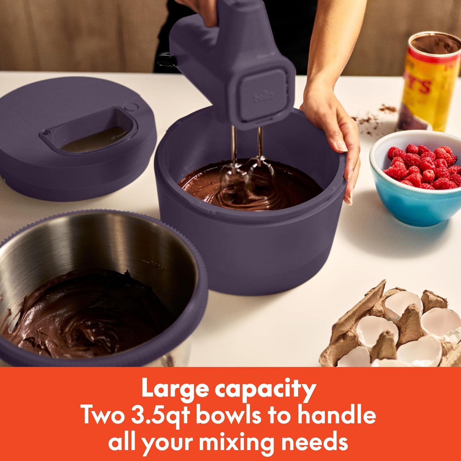 Detalle de bella 3.5 Qt Hand & Stand Mixer (2-in-1 Handheld + Stand), 200 Watt, Plum