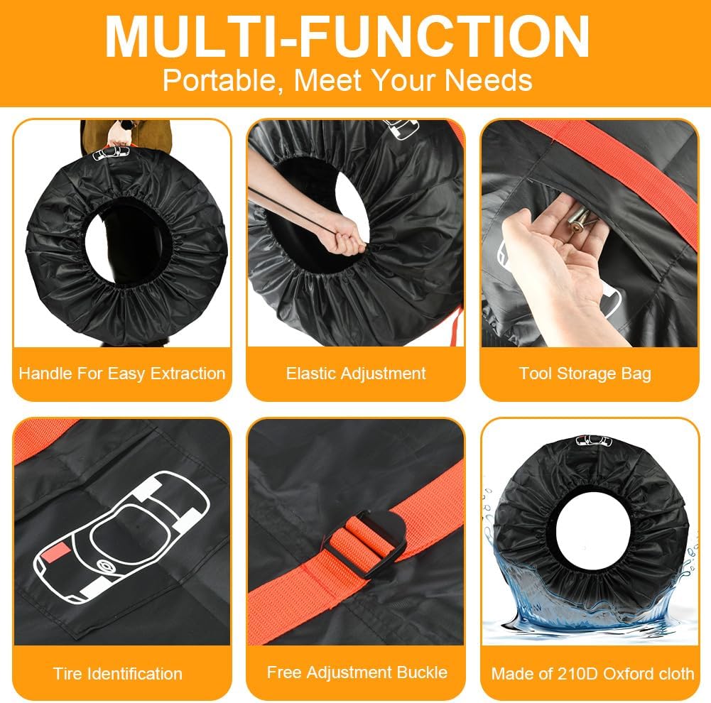 Thumbnail 3 de Adiwo Set di 4 Borse per Pneumatici Auto – protezione impermeabile per pneumatici 13–18 pollici