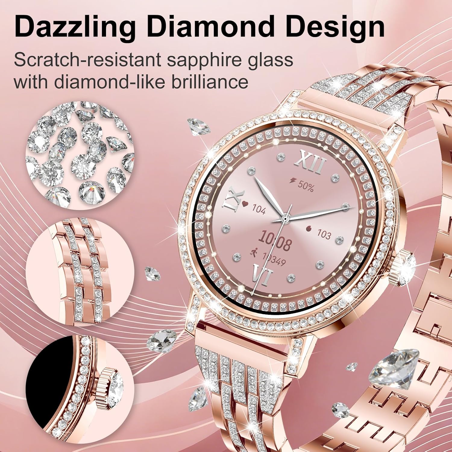 Thumbnail 1 de fitonyo Diamant Damen Smartwatch Telefon