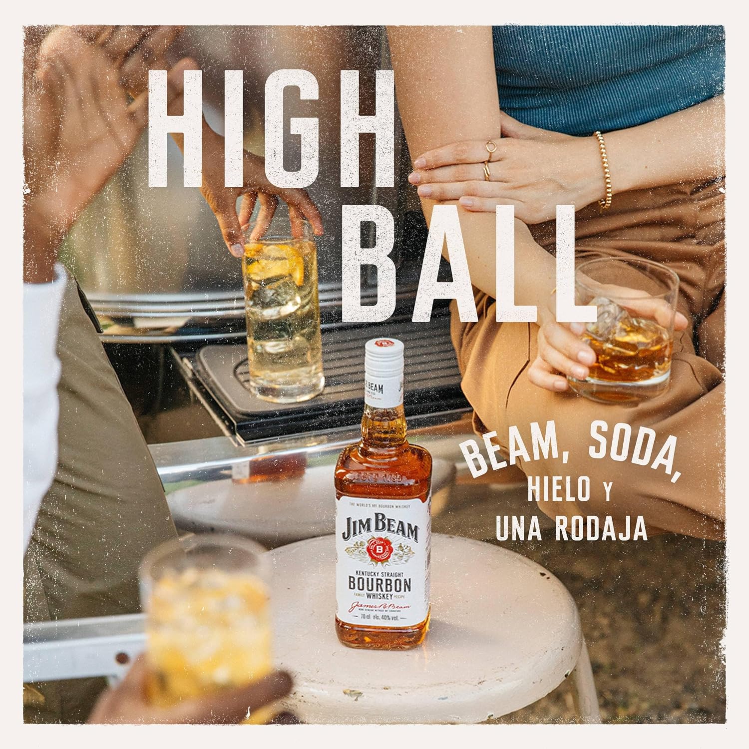 Detalle de Jim Beam White Kentucky Straight Bourbon Whiskey 70 cl
