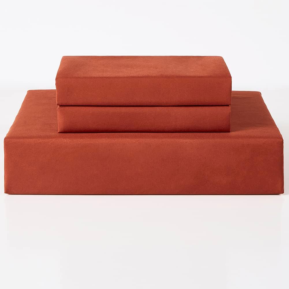 Detalle 2 de Michorinee Housse de Couette 220x240 Terracotta – Parure 2 Personnes en Microfibre avec Fermeture Éclair