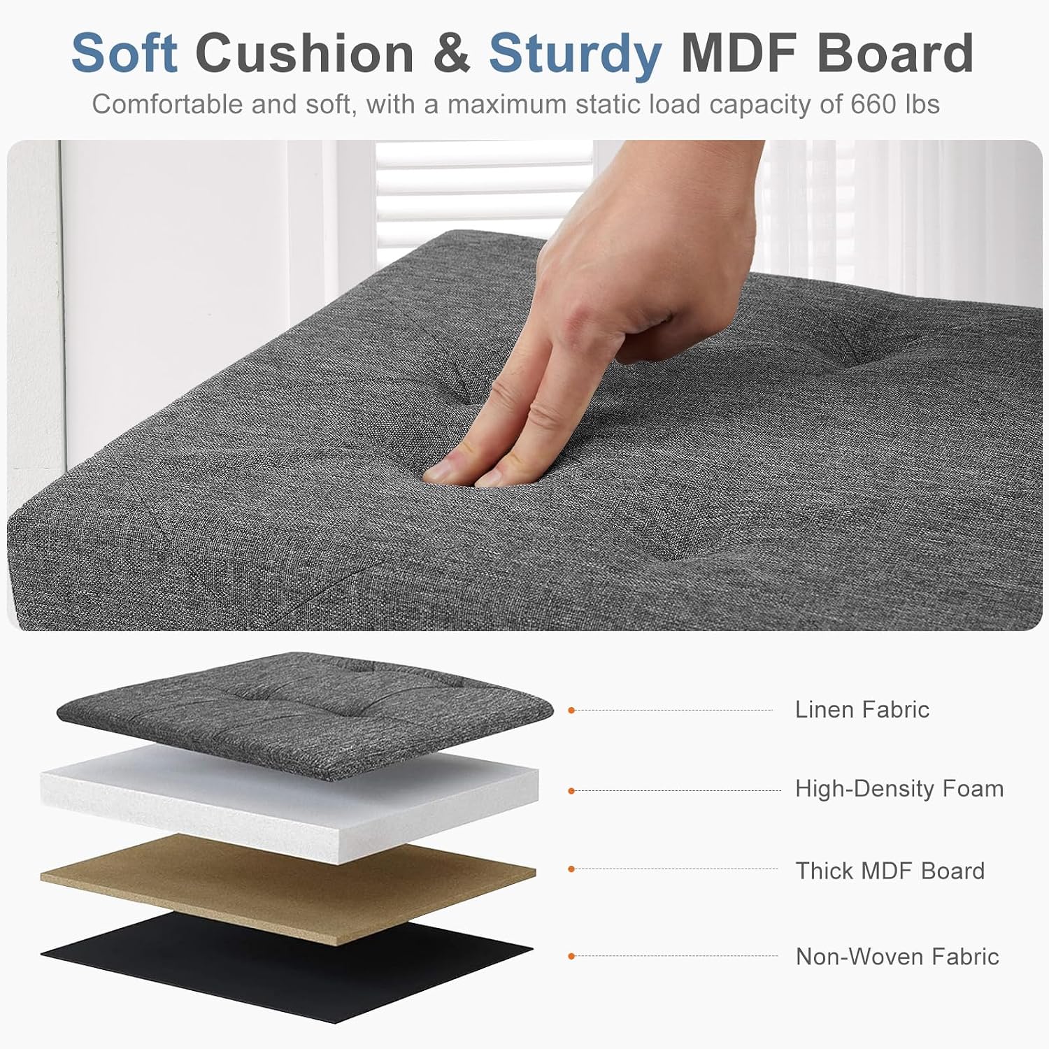 Thumbnail 4 de DUMOS Storage Ottoman Bench, 43-Inch