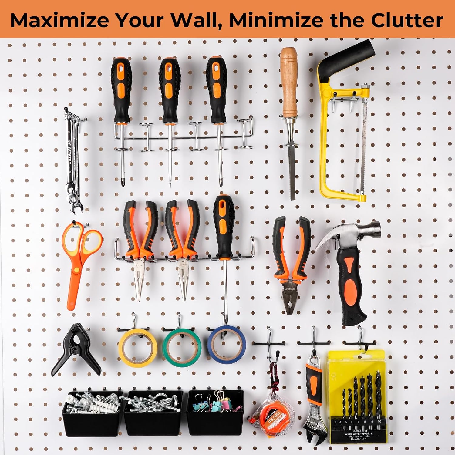 Thumbnail 1 de INCLY NC0202 Pegboard Organizer Kit, 120 Pieces with Hooks and Bins