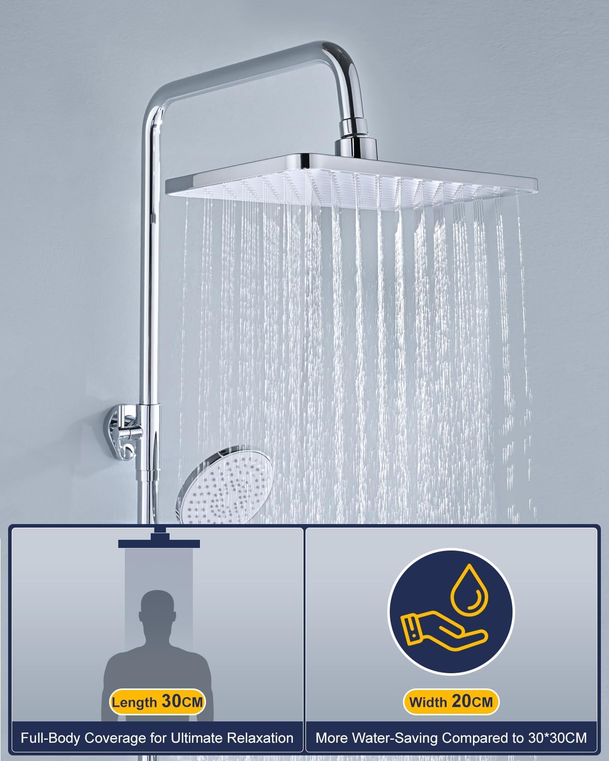 Detalle de YEAUPE PRO Columna de Ducha Acero Inoxidable con Teleducha 🌧