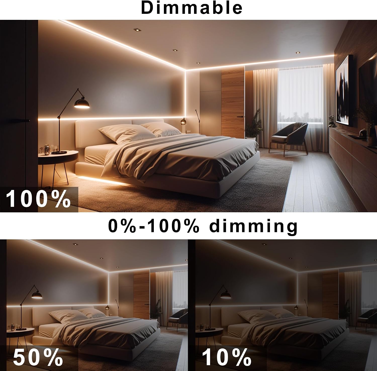 Detalle de AXMOTUT Dimmable COB LED Strip Lights 10m (2700K Warm White) with 24V COB Power, 3200 LEDs, CRI 93+