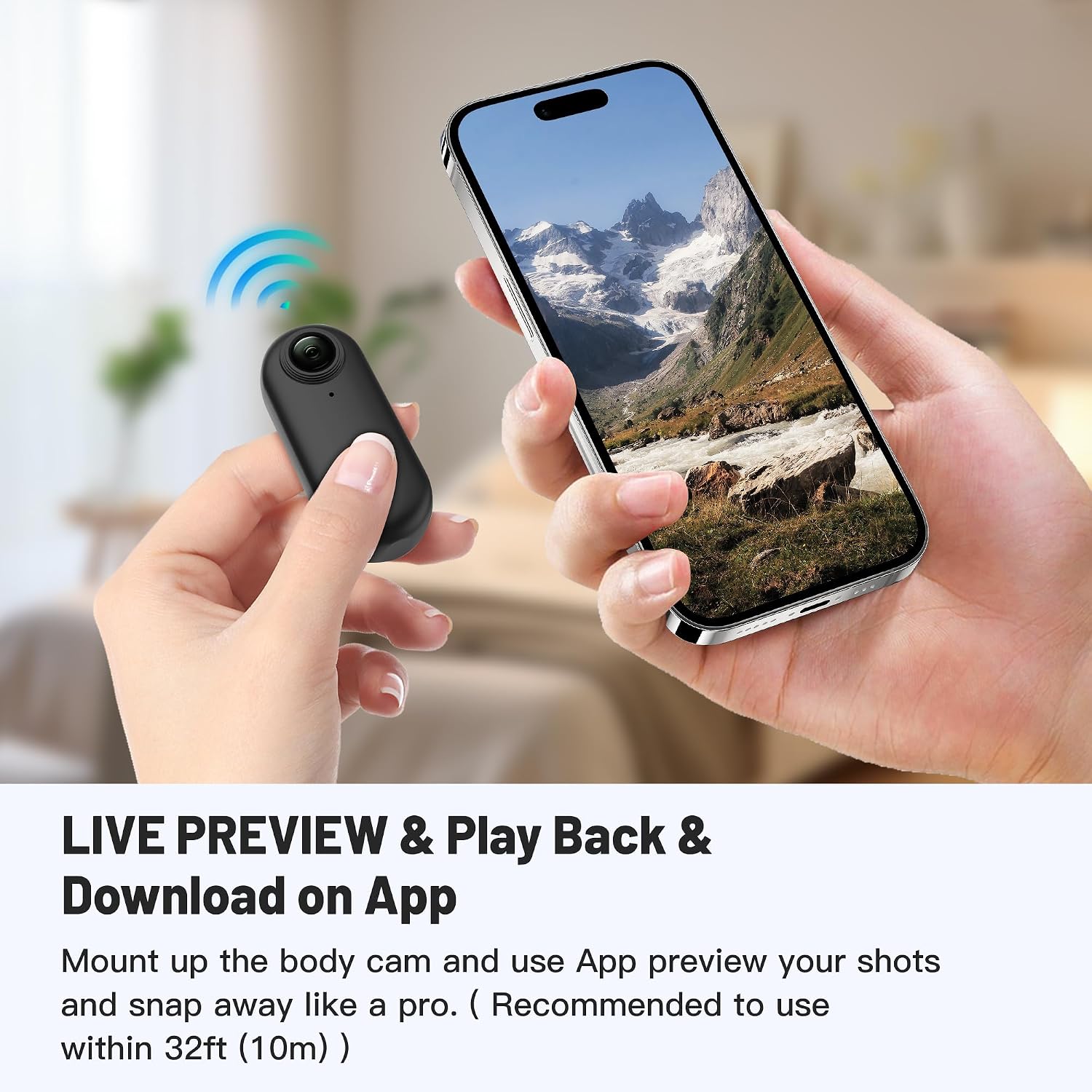 Detalle de Meoilkolnm 4K 128GB Mini Body Camera (Thumb Size) with Magnetic Pendant & 360° Clip, Black