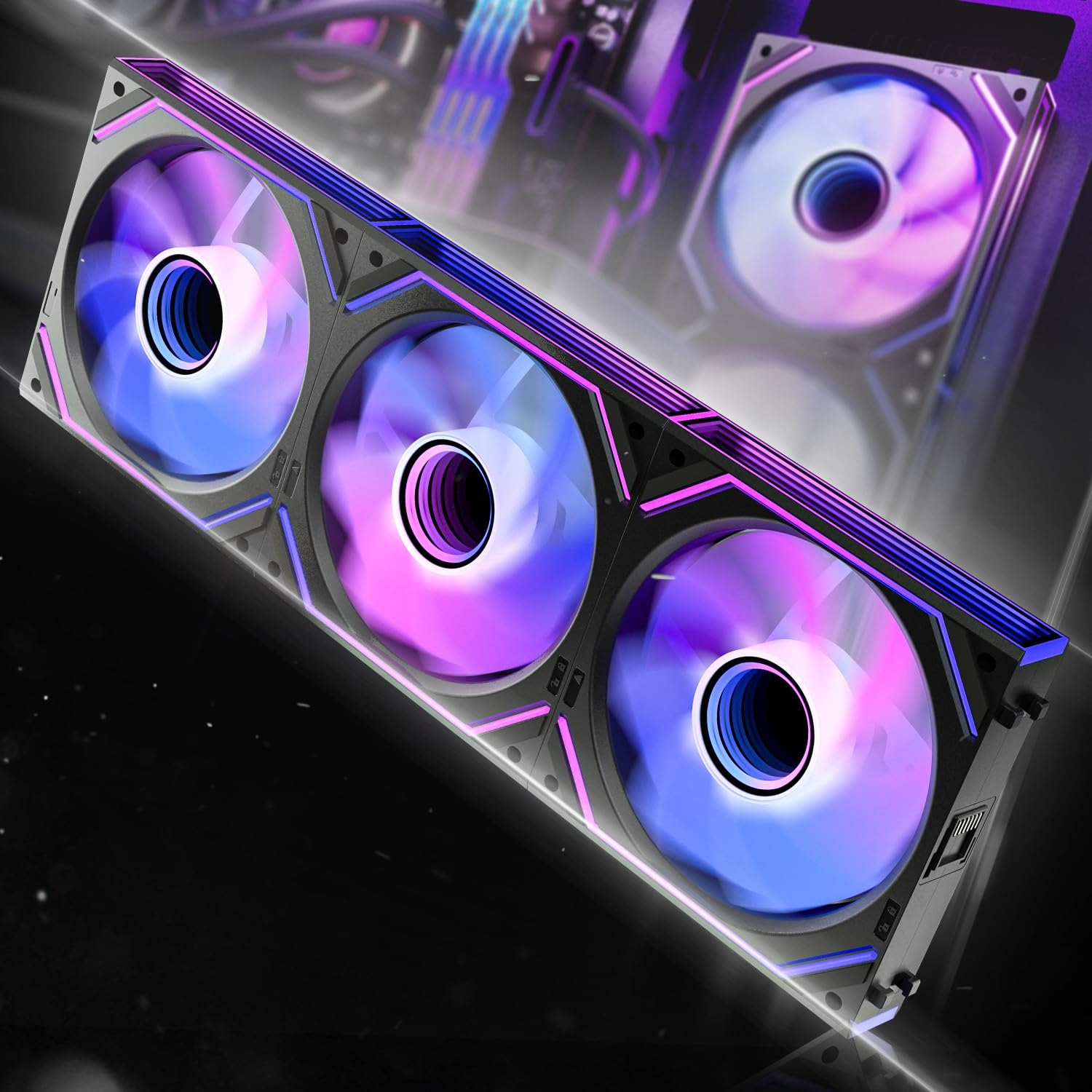 Thumbnail 6 de AsiaHorse DAWN Pro RGB PC-Lüfter 120 mm (3er-Set) – ARGB Daisy Chain, 71 CFM, HDB, Infinity Mirror, weiß