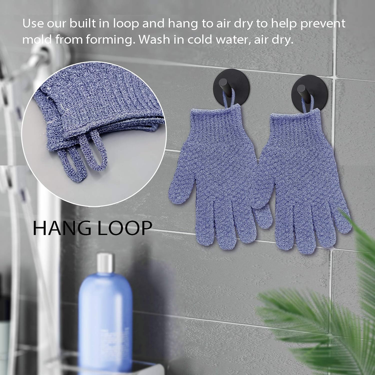 Detalle 2 de Evridwear Exfoliating Dual Texture Bath Gloves (1 Pair) for Shower, Spa & Body Scrubs